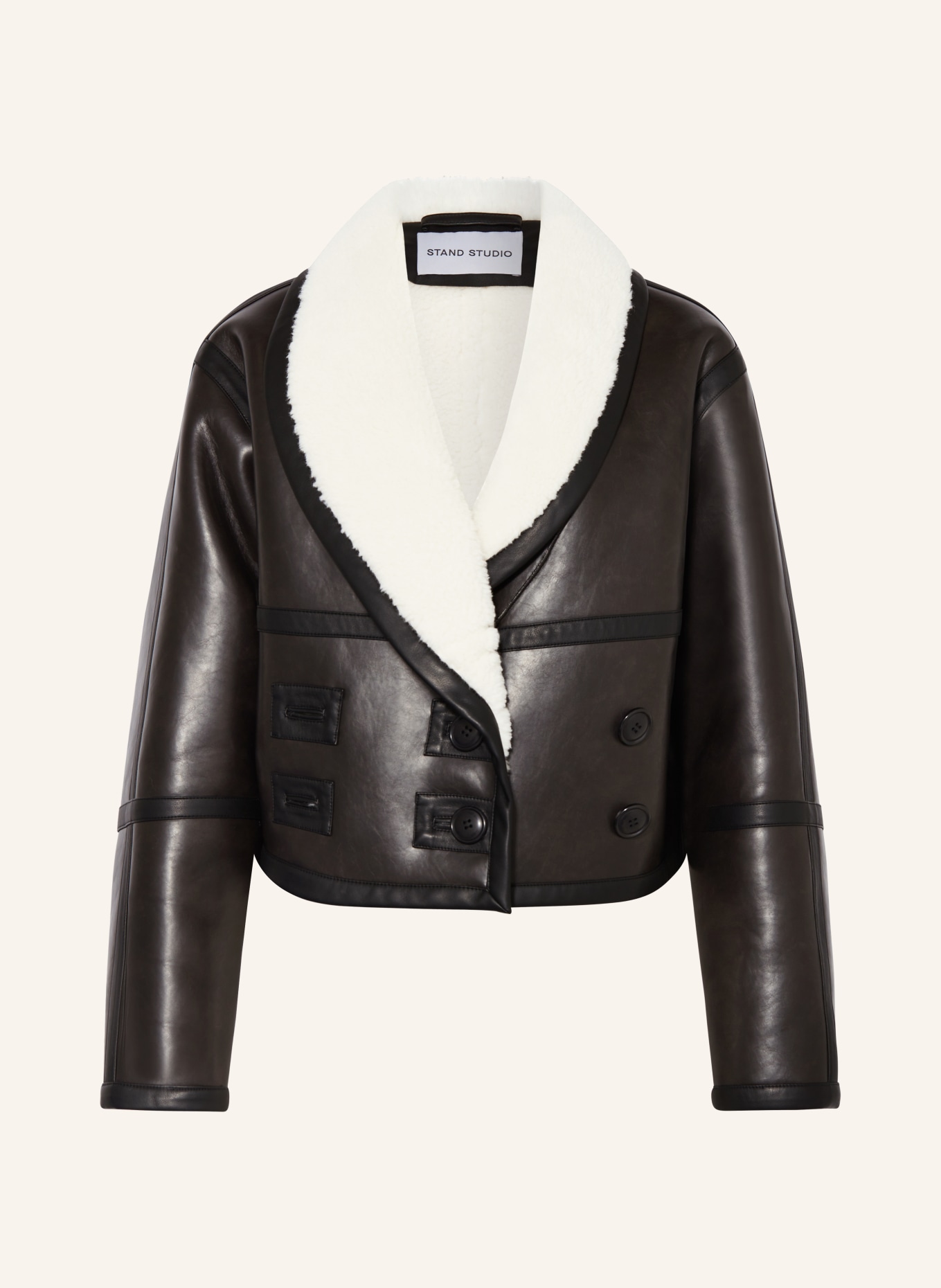 STAND STUDIO Jacket IMOGEN in leather look with faux fur, Color: BLACK (Image 1)