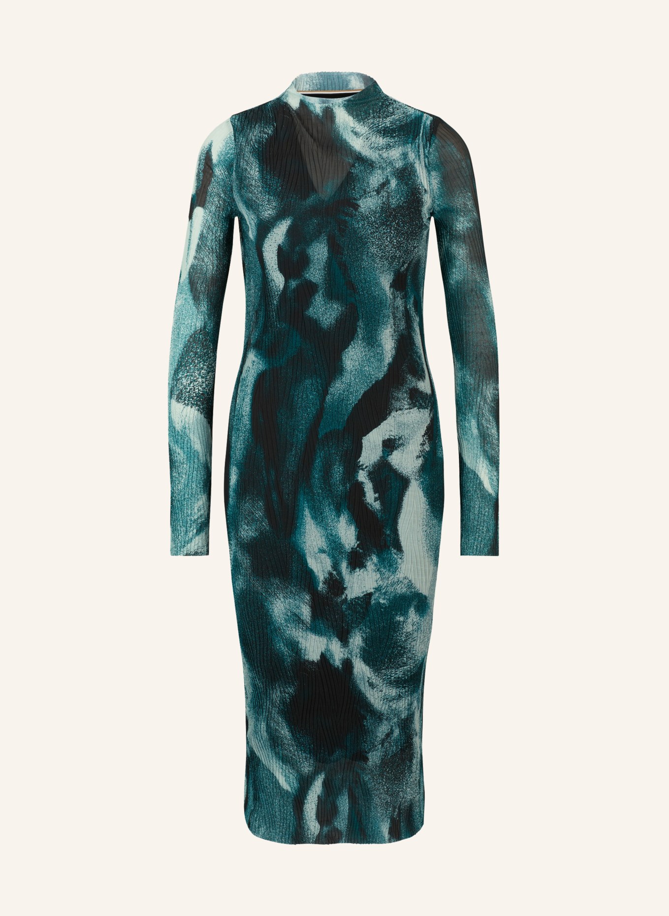 BOSS Mesh-Kleid EVIBA mit Plissees, Farbe: PETROL/ MINT/ SCHWARZ (Bild 1)
