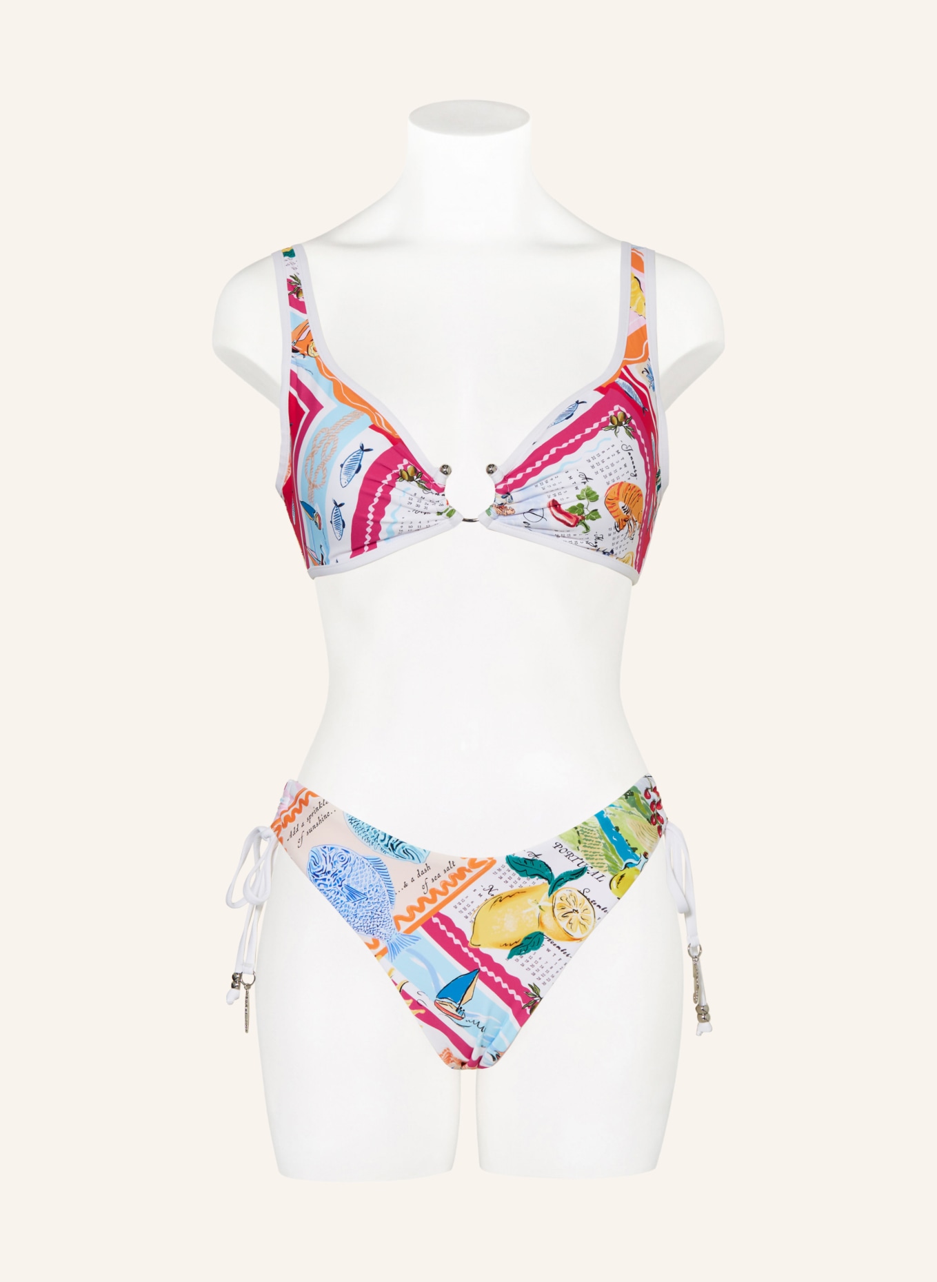 SEAFOLLY Bralette bikini top WISH YOU WERE HERE, Color: FUCHSIA/ WHITE/ LIGHT BLUE (Image 2)