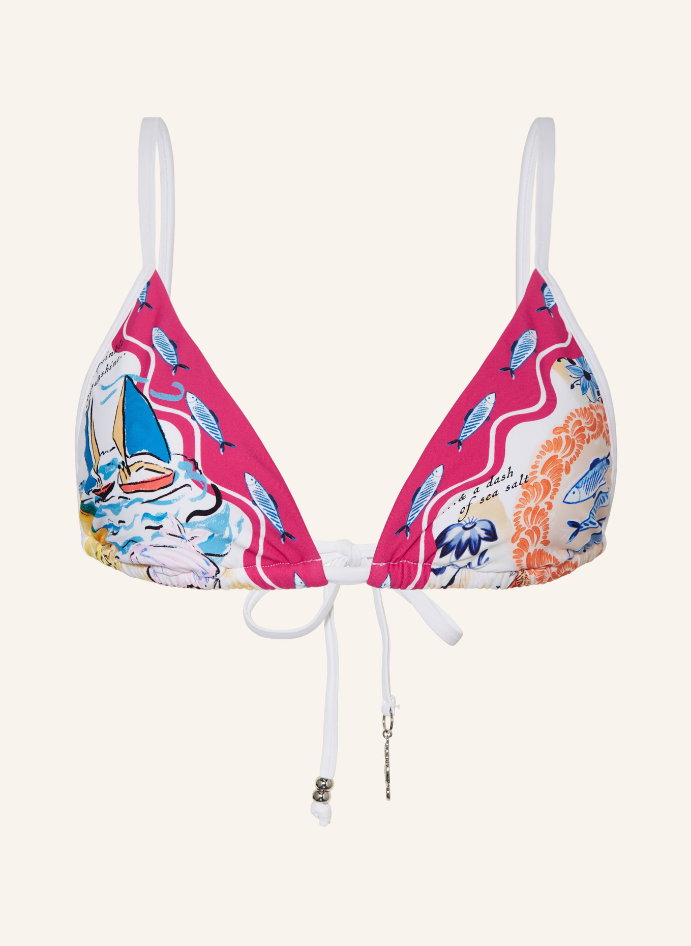 SEAFOLLY Triangle bikini top WISH YOU WERE HERE, Color: FUCHSIA/ WHITE/ BLUE (Image 1)
