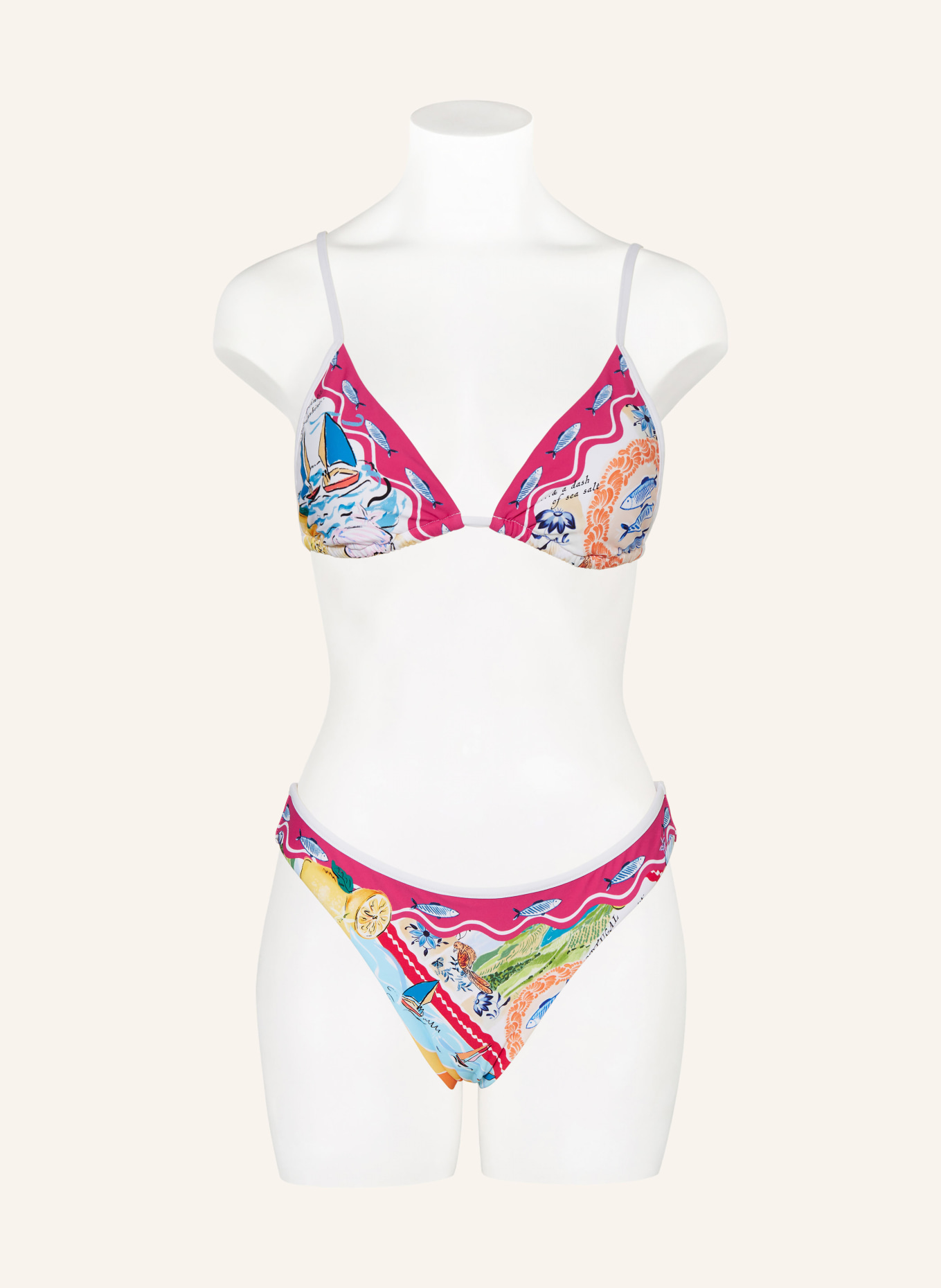 SEAFOLLY Triangel-Bikini-Top WISH YOU WERE HERE, Farbe: FUCHSIA/ WEISS/ BLAU (Bild 2)
