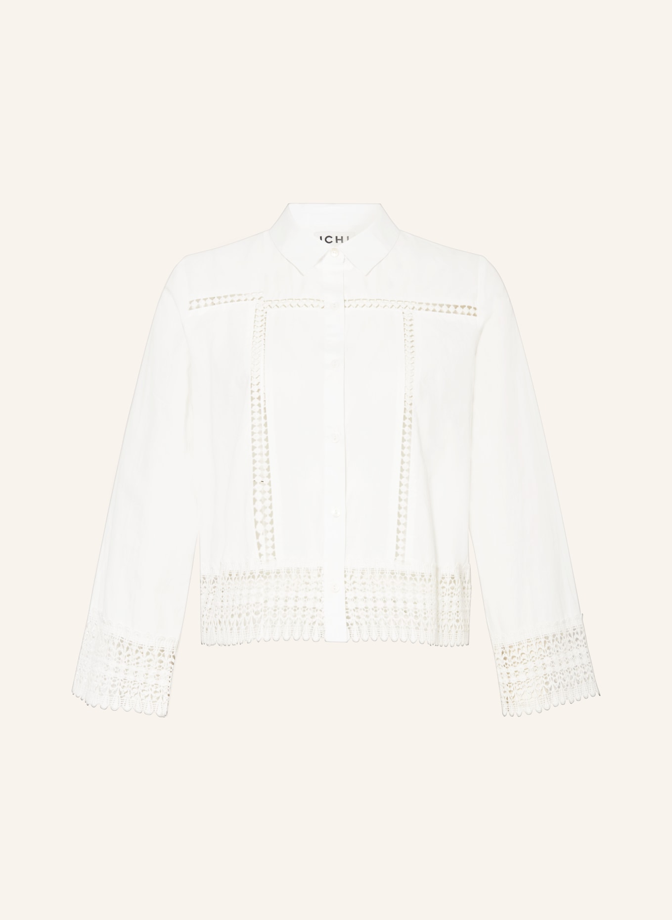 ICHI Shirt blouse IHHILAVA with crochet lace, Color: WHITE (Image 1)