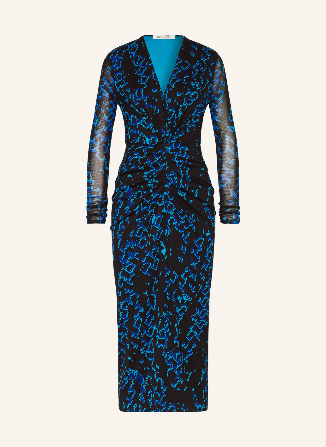 DIANE VON FURSTENBERG Sukienka HADES w stylu kopertowym, Kolor: CZARNY/ NIEBIESKI/ JASNONIEBIESKI (Obrazek 1)