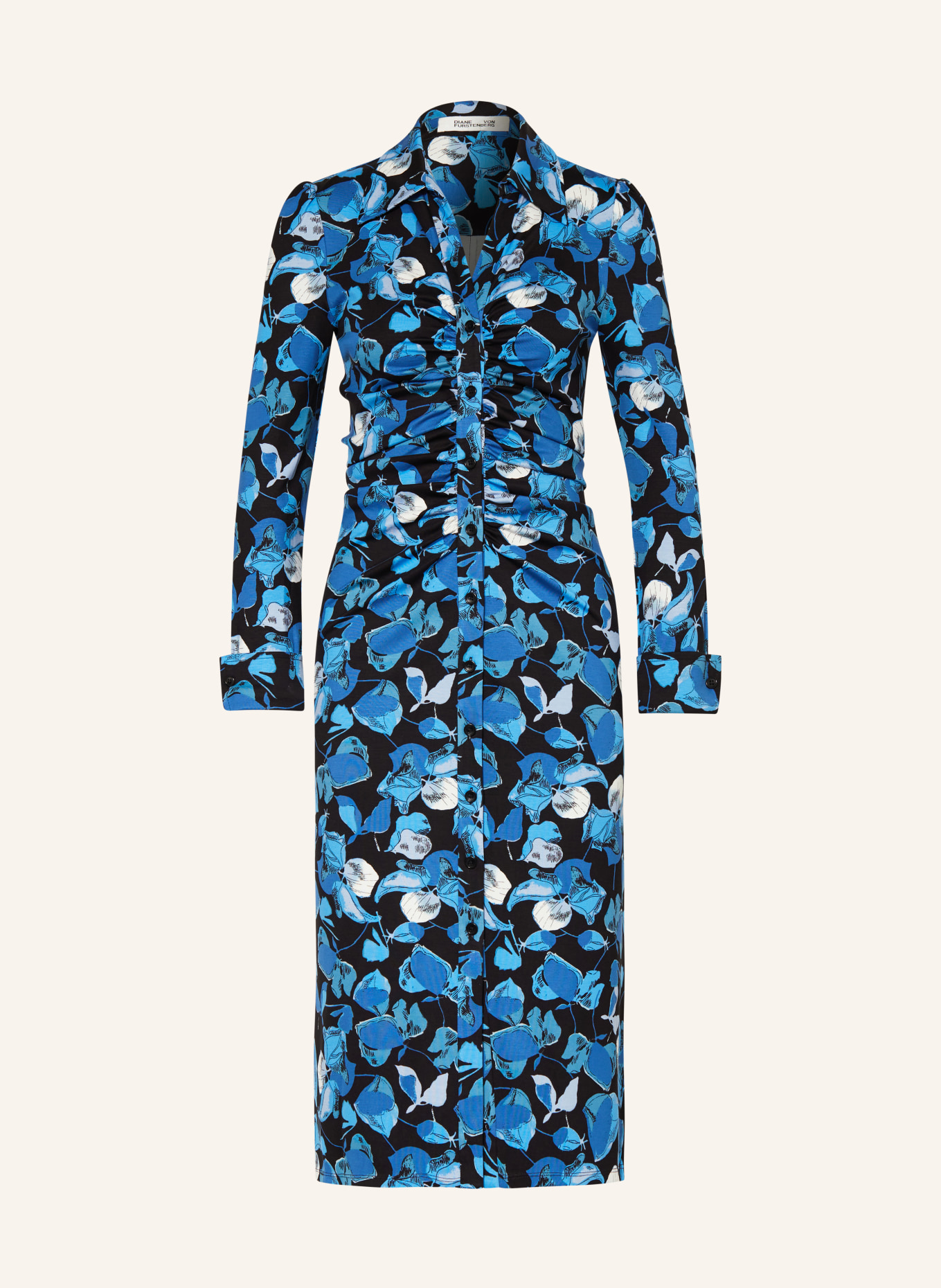 DIANE VON FURSTENBERG Shirt dress SHESKA, Color: BLACK/ BLUE/ LIGHT BLUE (Image 1)