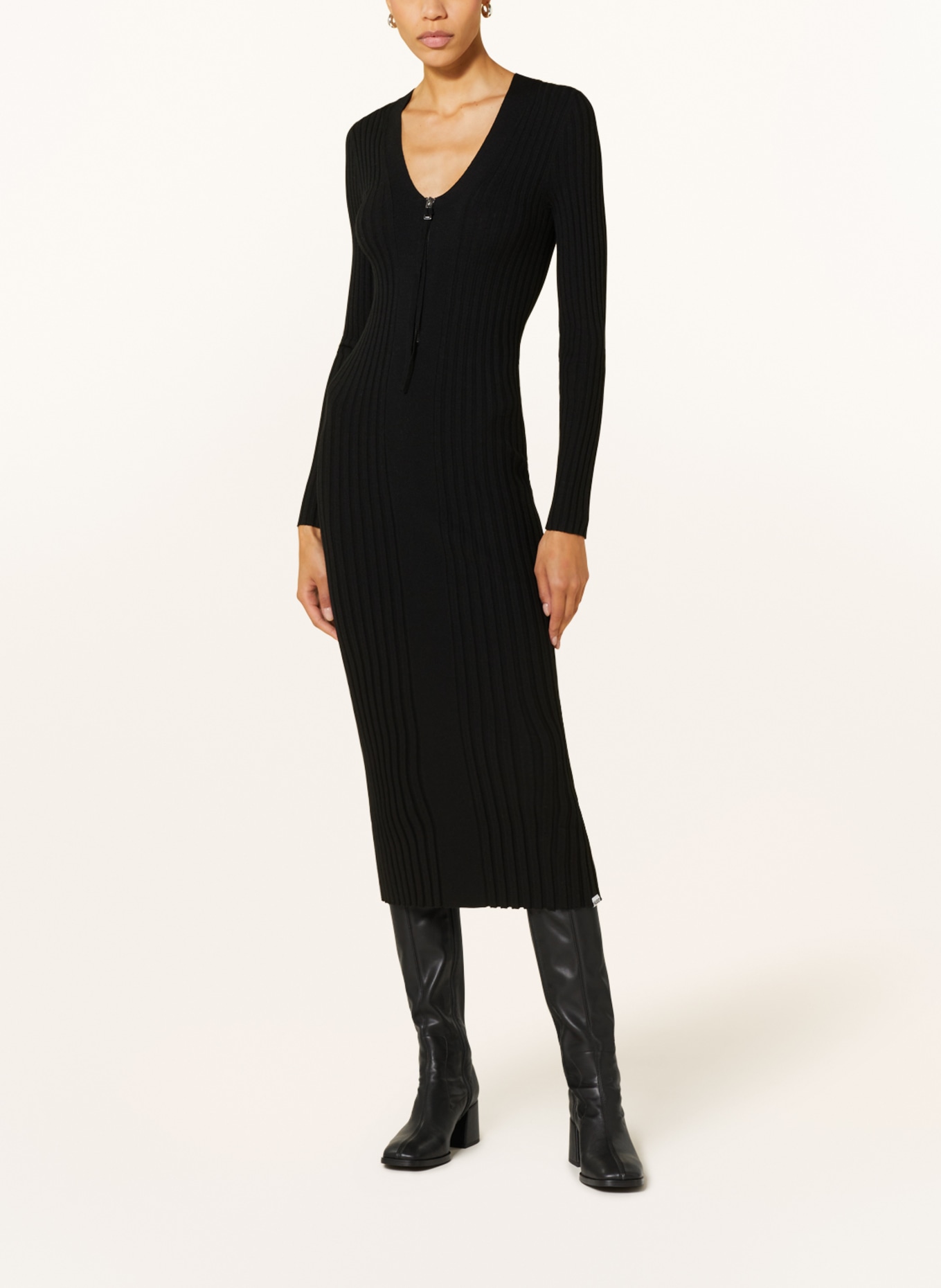 HUGO Knit dress SLEVETT, Color: BLACK (Image 2)