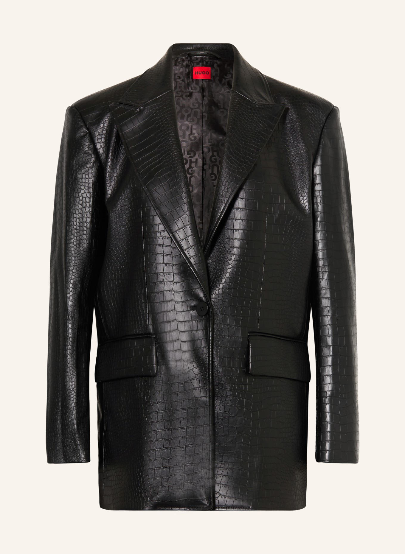 HUGO Blazer AMASALA in leather look, Color: BLACK (Image 1)