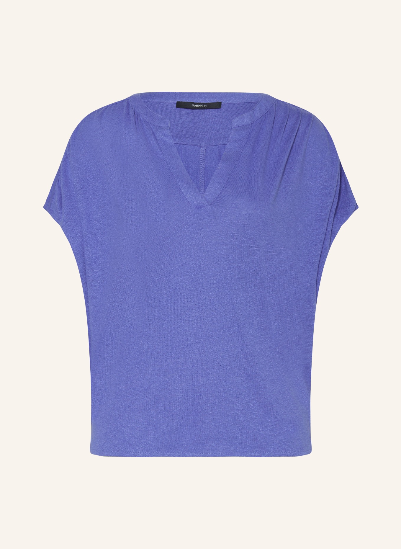 someday T-shirt KELIMA with linen, Color: BLUE (Image 1)