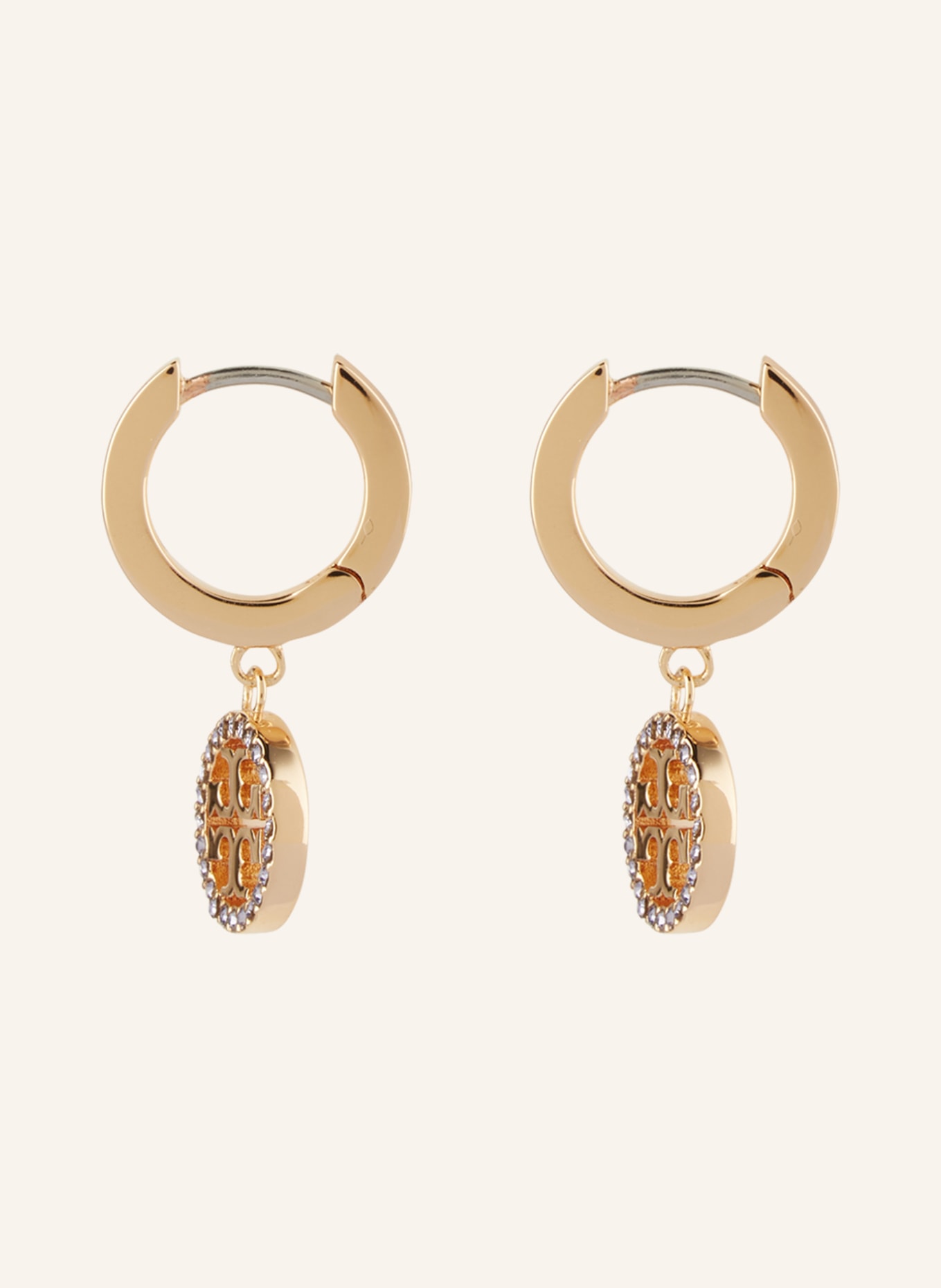TORY BURCH Earrings MILLER PAVE HUGGIE HOOP, Color: GOLD/ WHITE (Image 2)