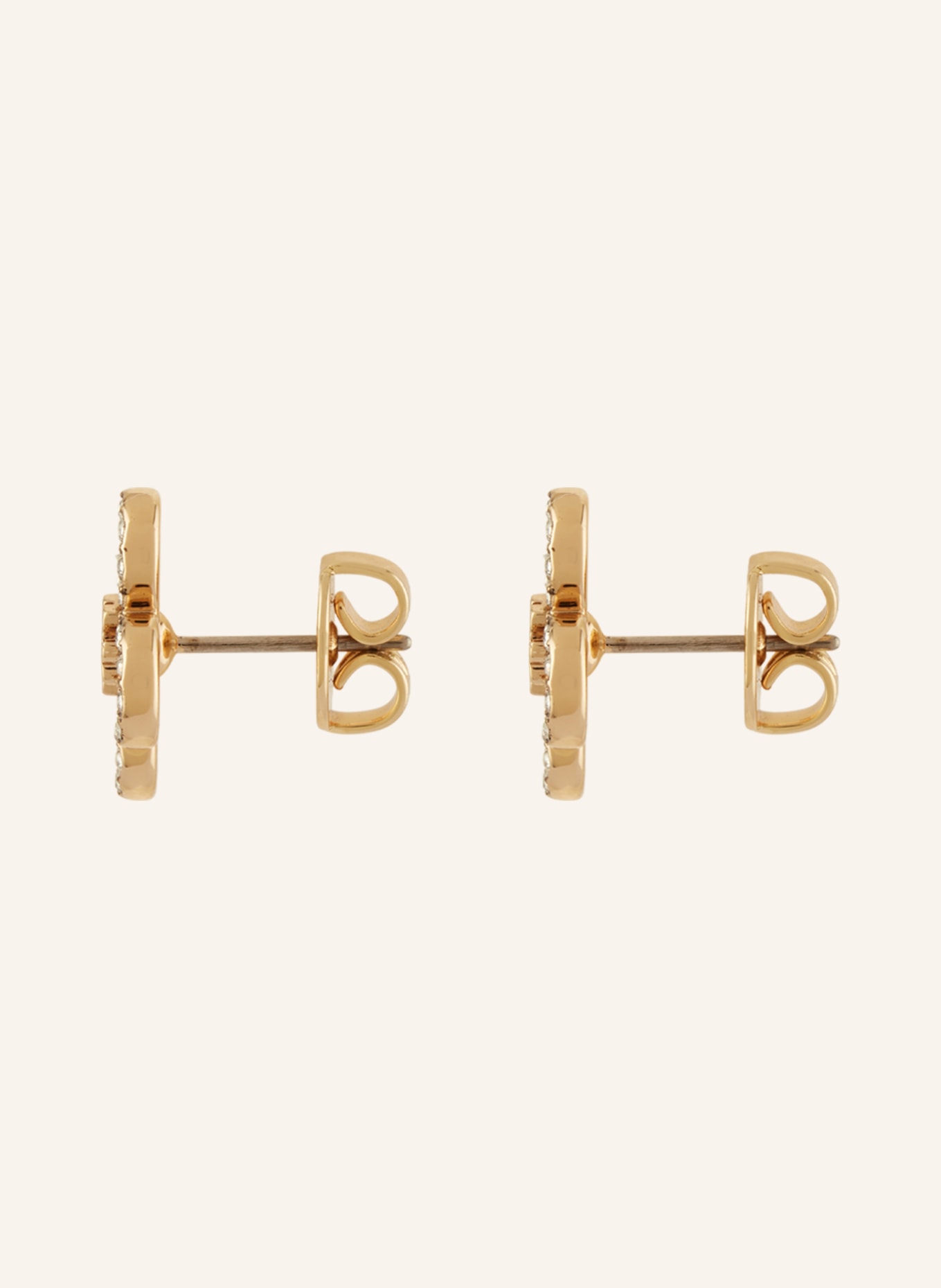 TORY BURCH Earrings SMALL KIRA CLOVER PAVE STUD, Color: GOLD/ WHITE (Image 2)
