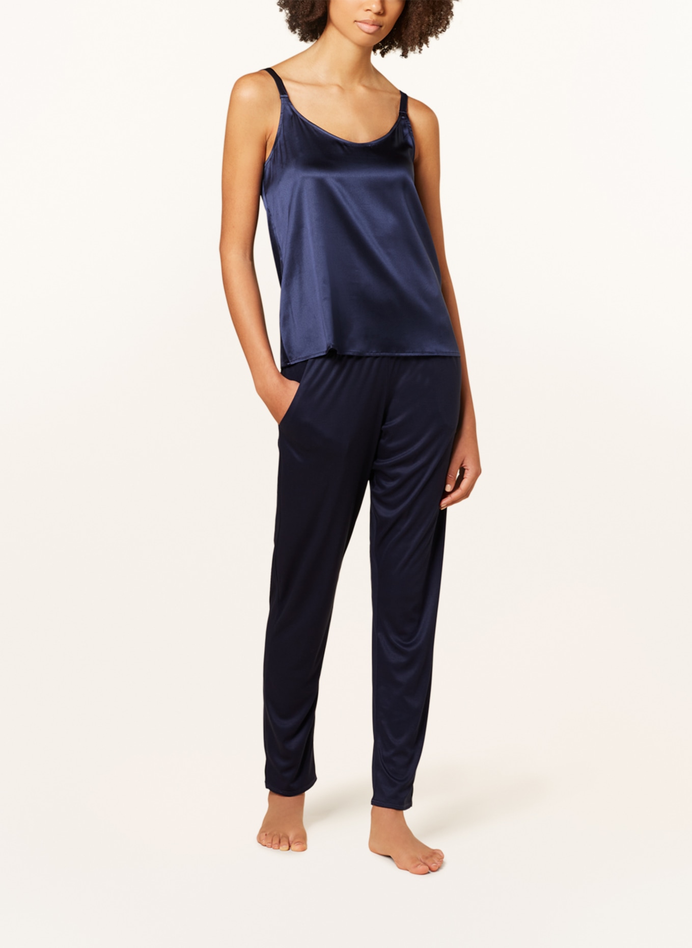HANRO Pajama top GRAND CENTRAL made of silk in dark blue