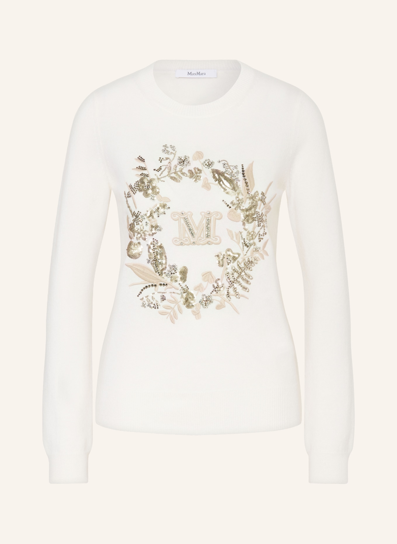 Max Mara Sweater BARI with cashmere and decorative gems, Color: WHITE (Image 1)