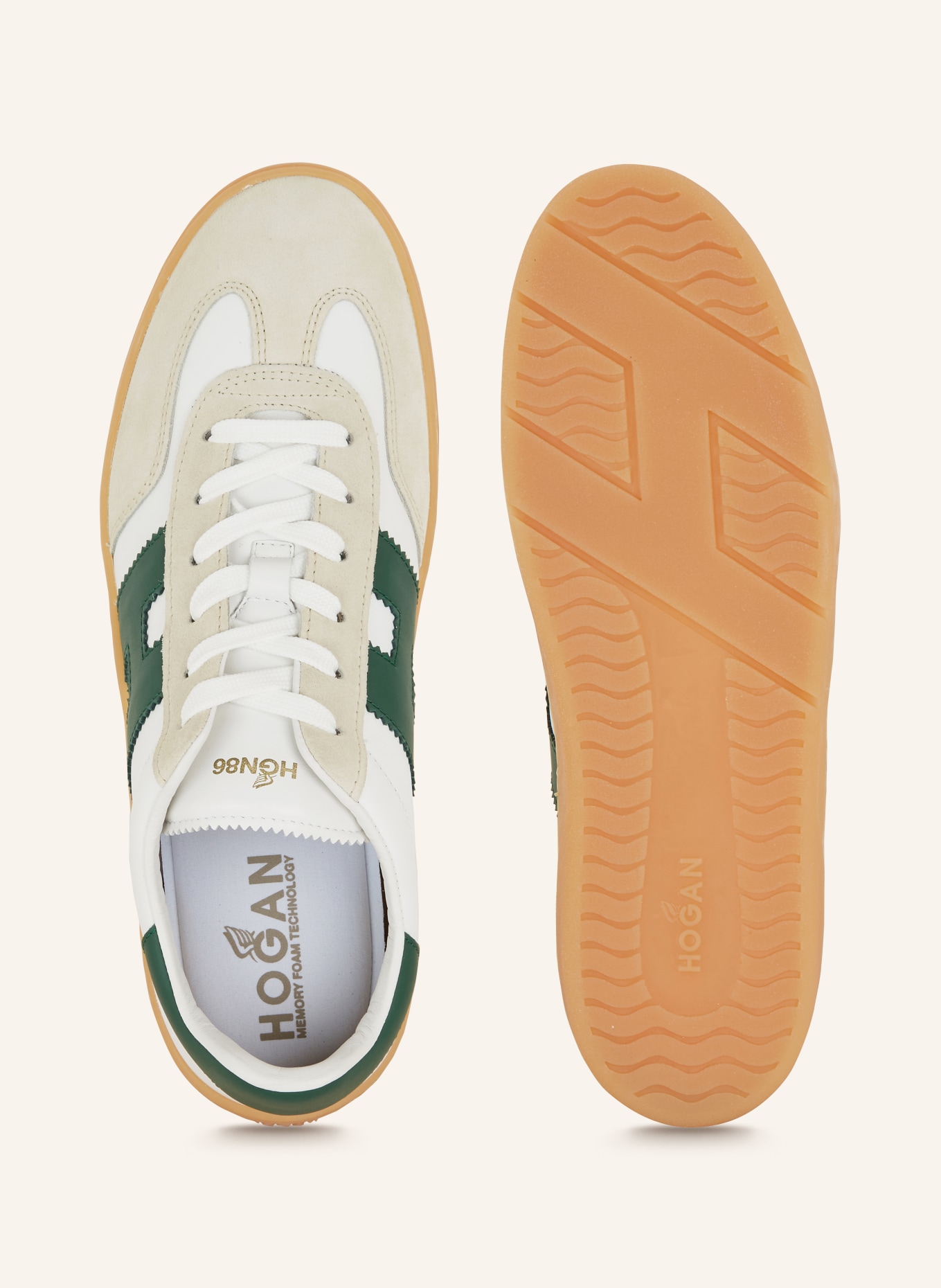 HOGAN Sneakersy HOGAN COOL, Kolor: BIAŁY/ CIEMNOZIELONY/ KREMOWY (Obrazek 5)