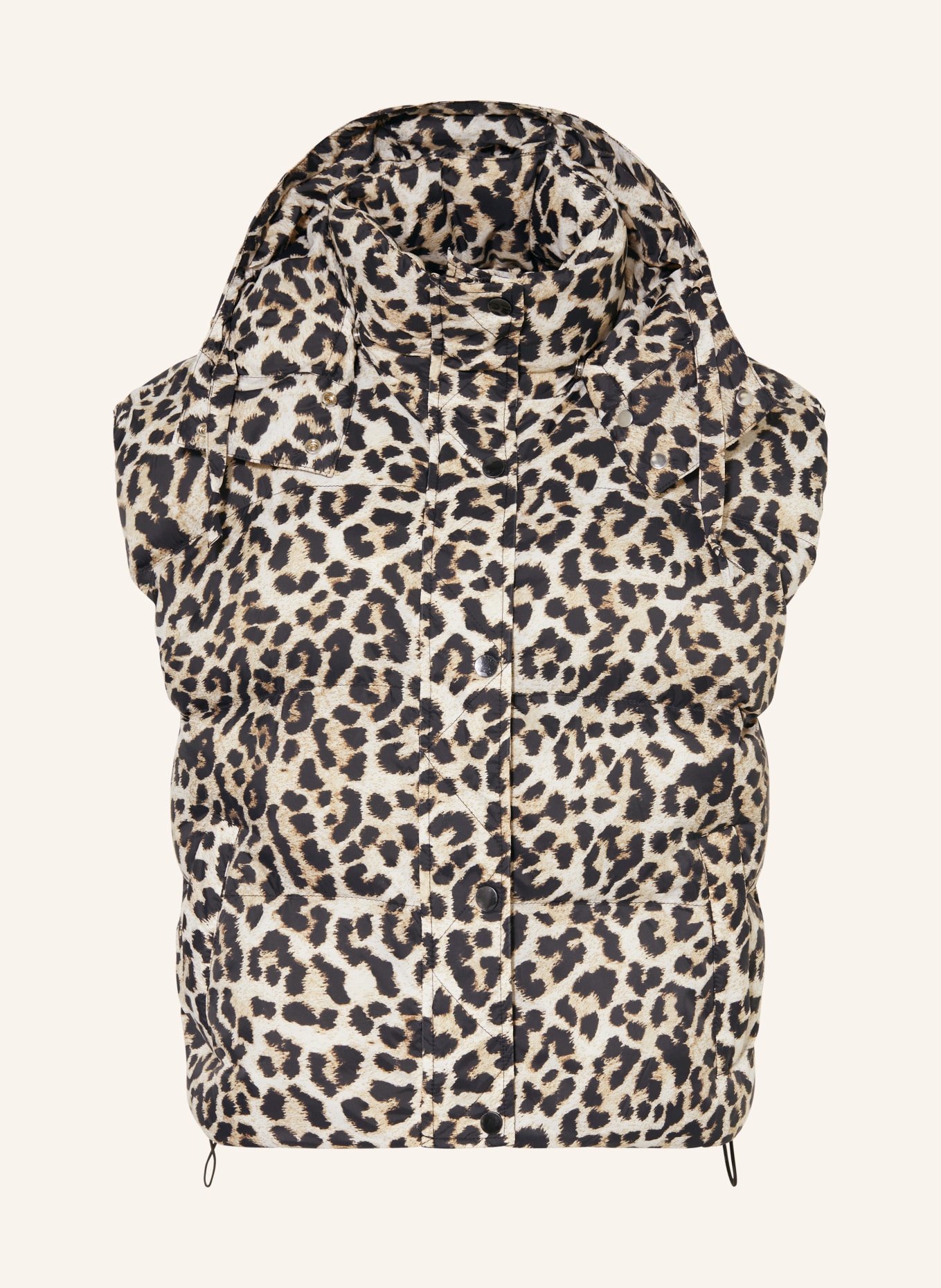 MRS & HUGS Quilted vest with removable hood, Color: BEIGE/ BLACK (Image 1)