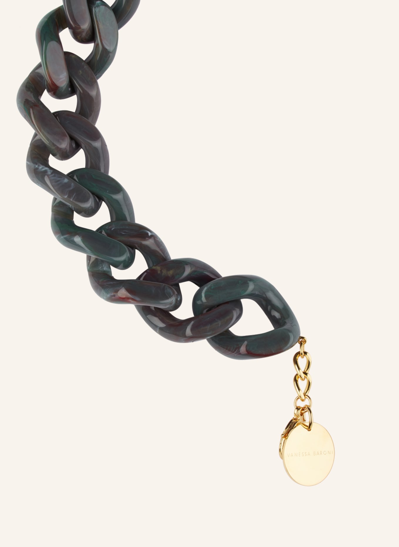 VANESSA BARONI Necklace BIG FLAT CHAIN, Color: DARK GREEN (Image 2)