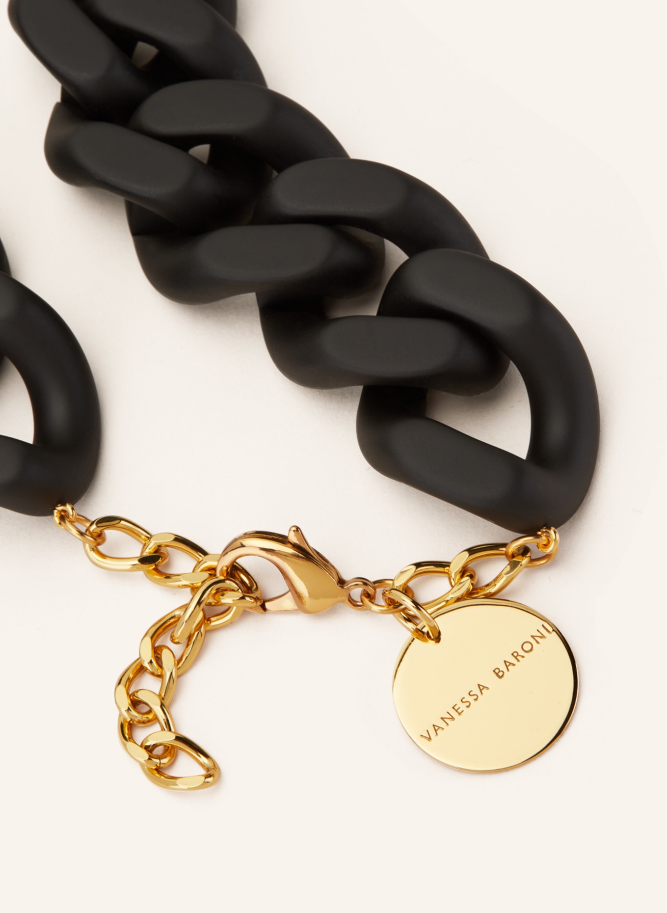 VANESSA BARONI Necklace BIG FLAT CHAIN, Color: BLACK/ GOLD (Image 2)