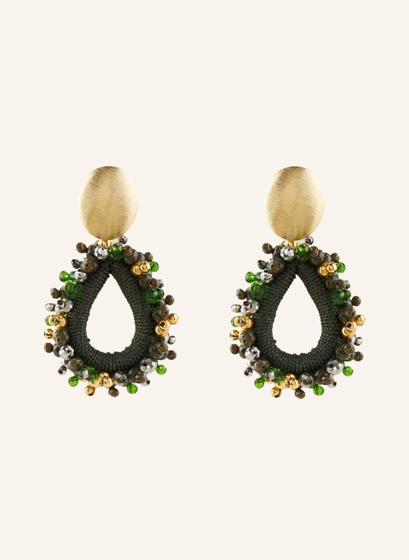 LOTT.gioielli Earrings CARINA URCHIN DROP M, Color: GOLD/ DARK GREEN (Image 1)