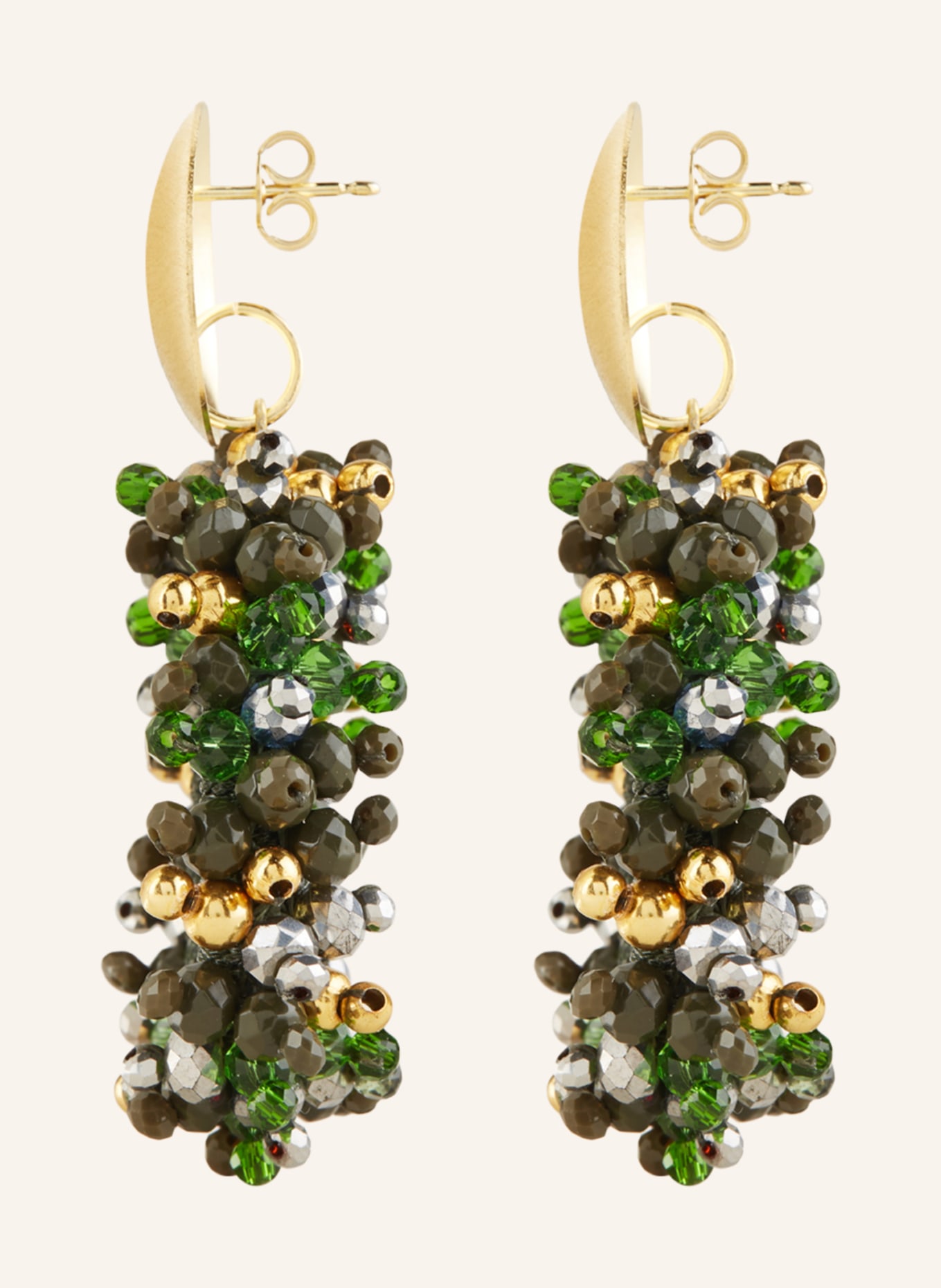 LOTT.gioielli Earrings CARINA URCHIN DROP M, Color: GOLD/ DARK GREEN (Image 2)