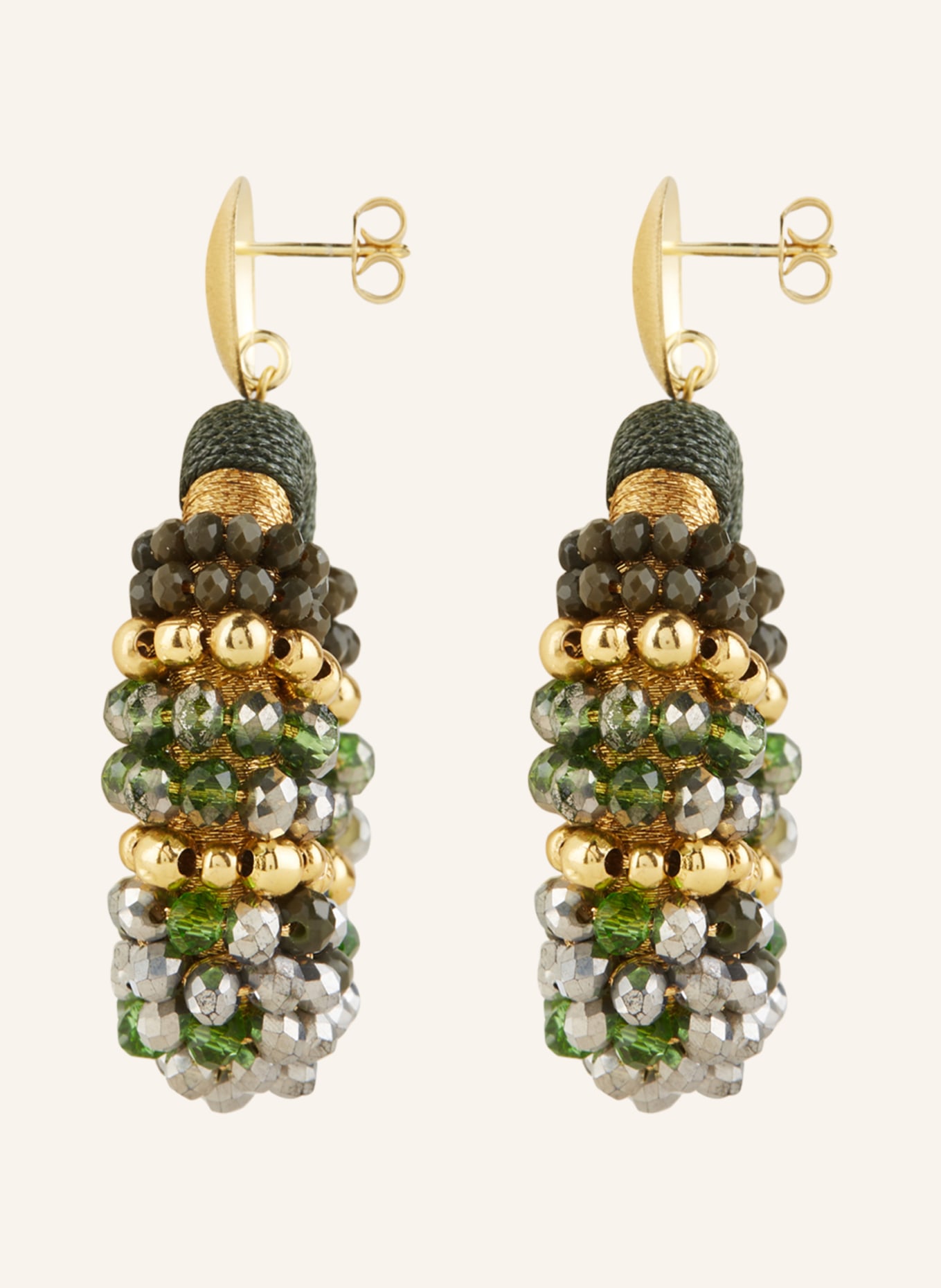 LOTT.gioielli Earrings VIV COMBI OVAL M, Color: GOLD/ DARK GREEN (Image 2)