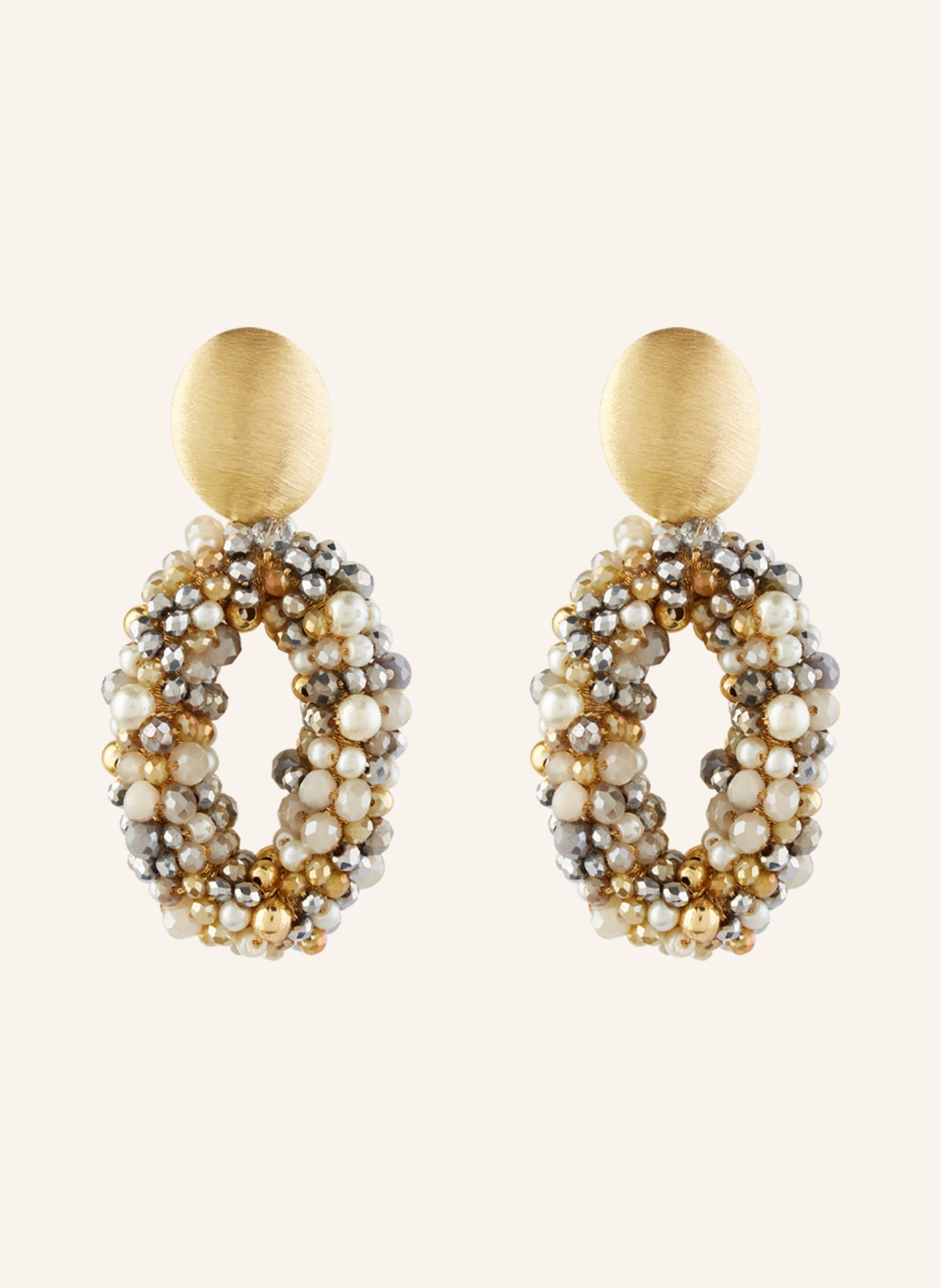 LOTT.gioielli Earrings OVAL M, Color: GOLD/ GRAY (Image 1)