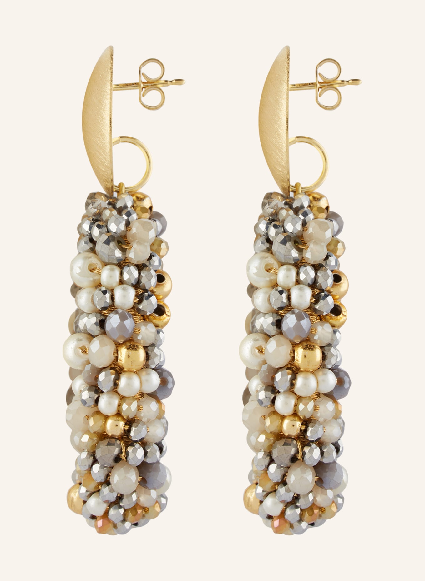 LOTT.gioielli Earrings OVAL M, Color: GOLD/ GRAY (Image 2)