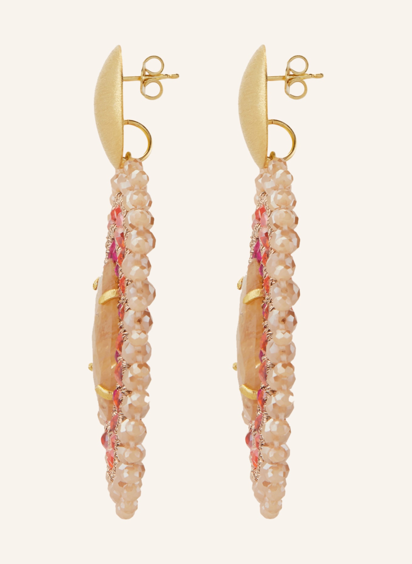 LOTT.gioielli Earrings OVAL L, Color: GOLD/ FUCHSIA/ BEIGE (Image 2)