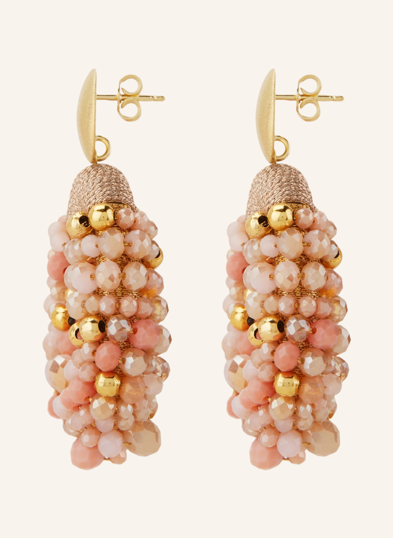 LOTT.gioielli Earrings OVAL M, Color: GOLD/ BEIGE (Image 2)