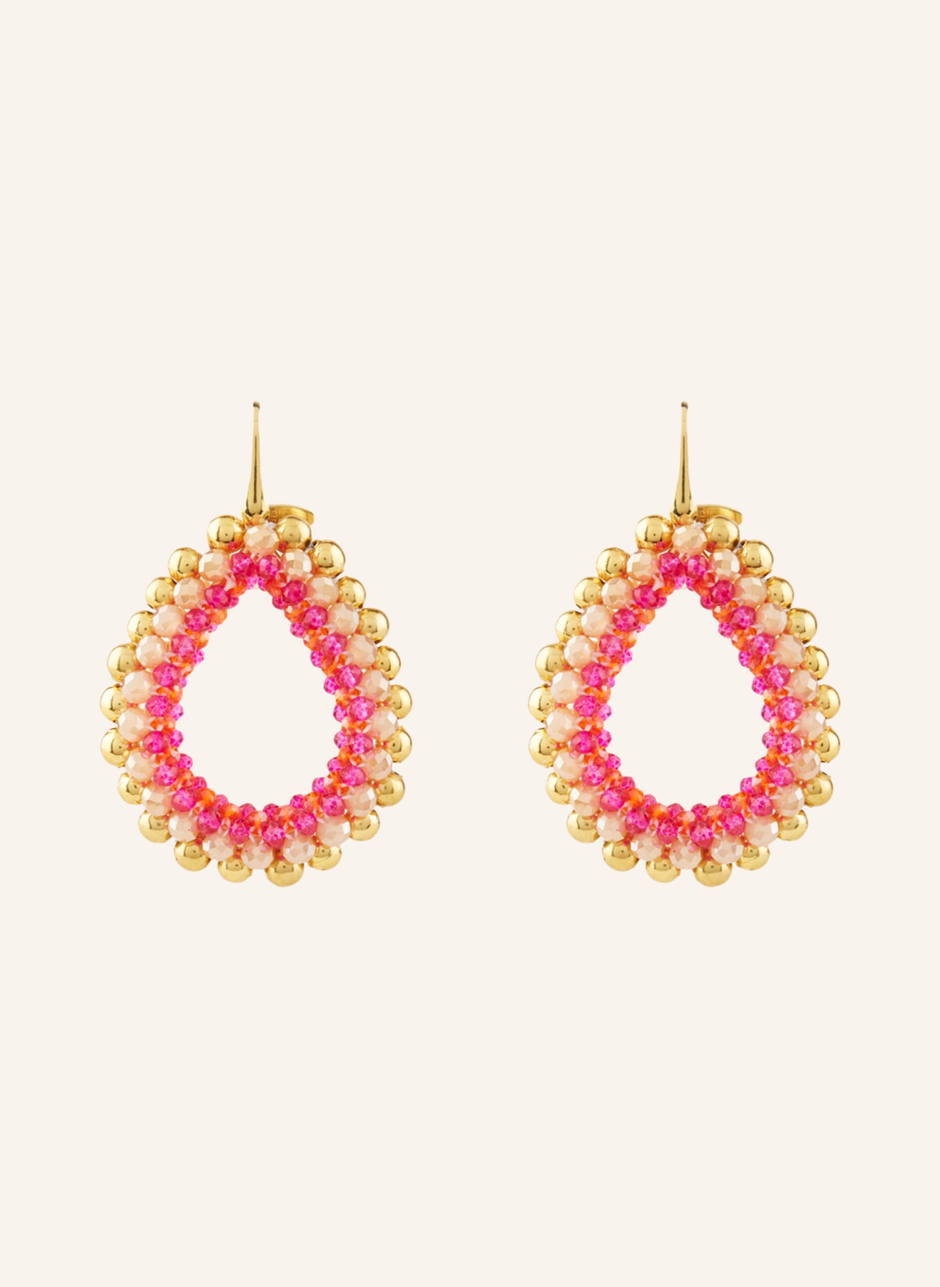 LOTT.gioielli Earrings DROP DELUXE L, Color: GOLD/ WHITE/ PINK (Image 1)