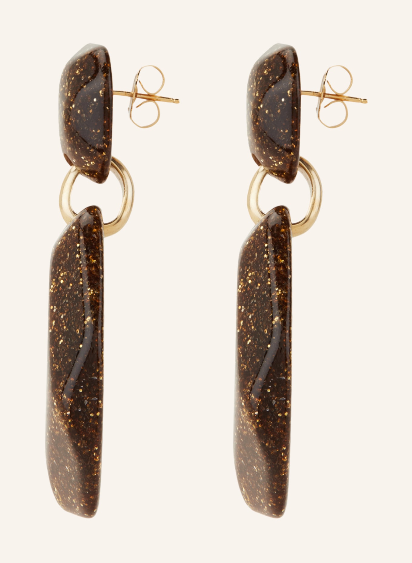 LOTT.gioielli Earrings ROCK DELUXE XL, Color: GOLD/ DARK BROWN (Image 2)