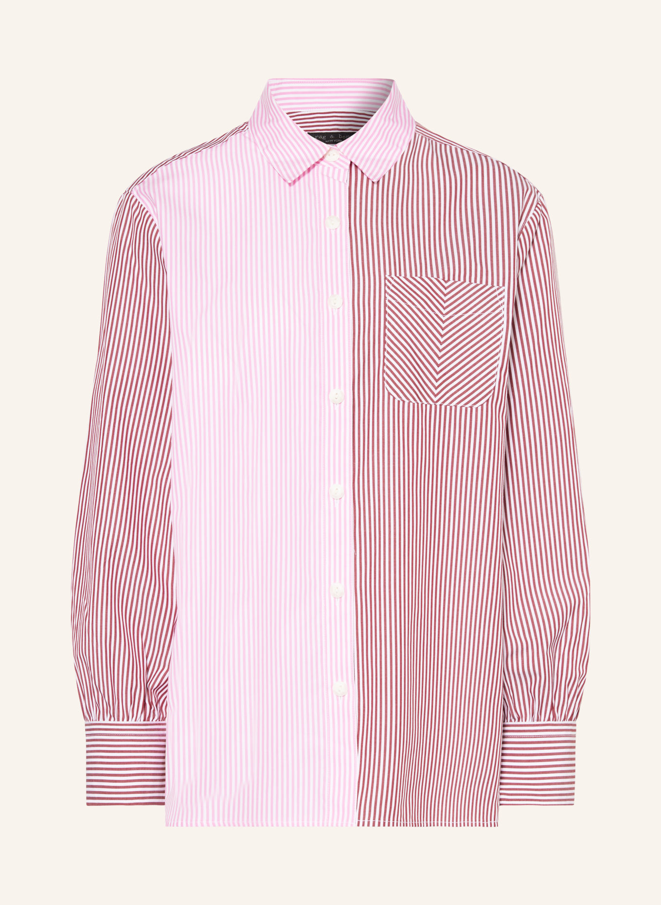rag & bone Shirt blouse, Color: PINK/ WHITE/ DARK RED (Image 1)