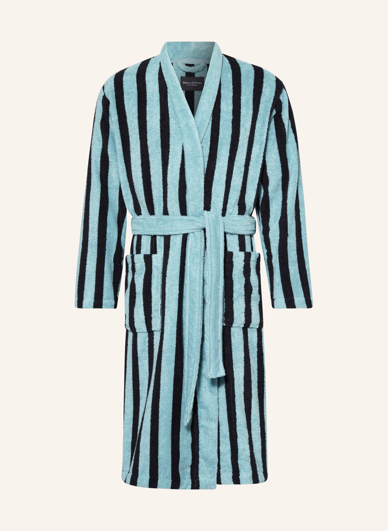 Marc O'Polo Men’s bathrobe, Color: BLACK/ TURQUOISE (Image 1)