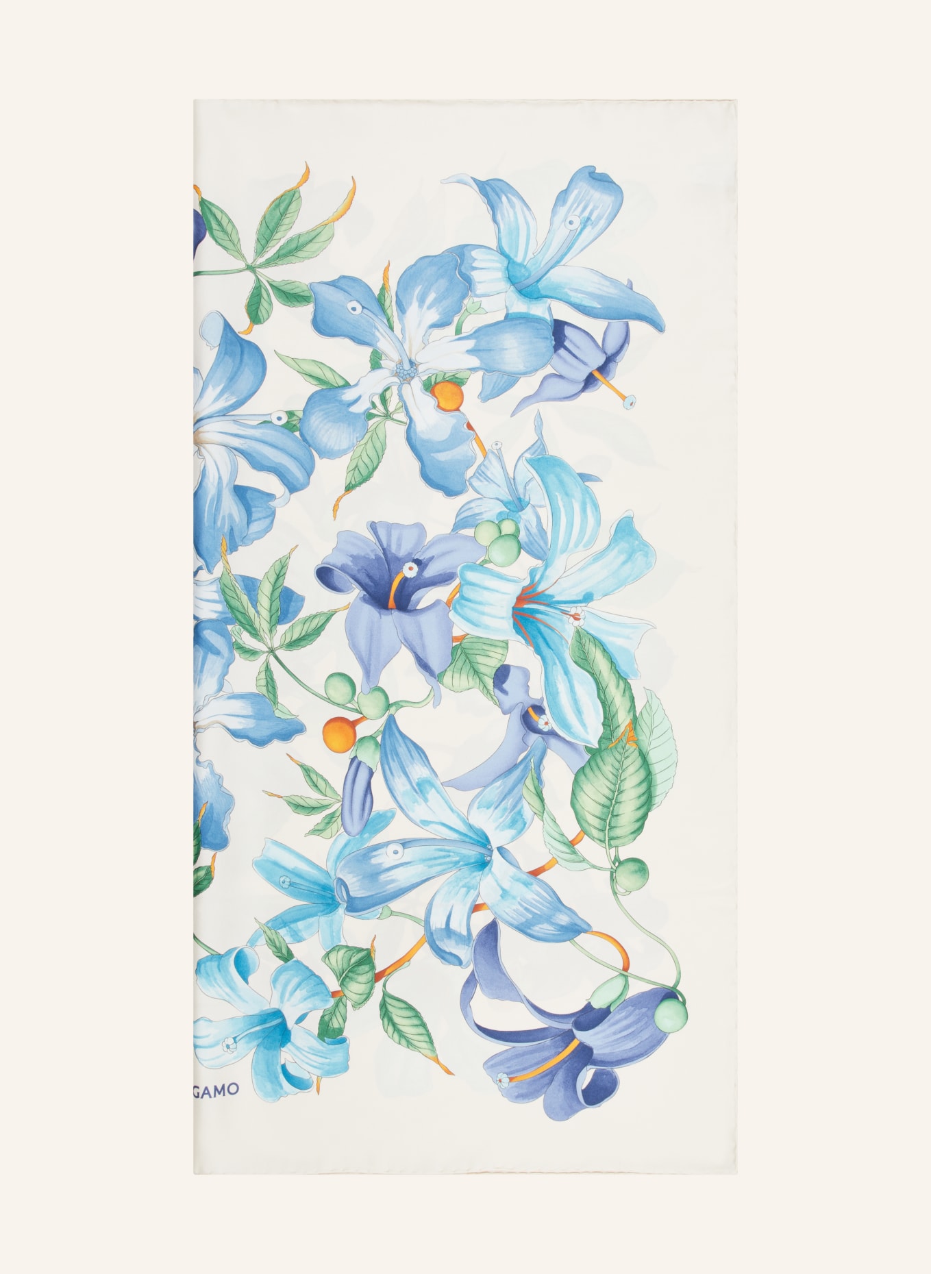FERRAGAMO Silk scarf, Color: ECRU/ BLUE/ LIGHT GREEN (Image 1)