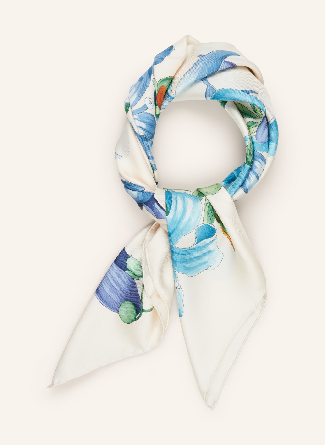 FERRAGAMO Silk scarf, Color: ECRU/ BLUE/ LIGHT GREEN (Image 2)