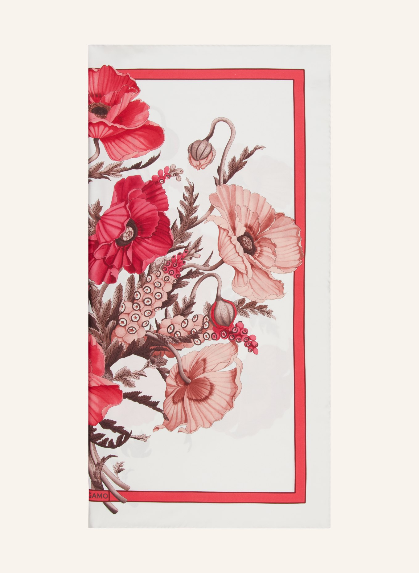 FERRAGAMO Silk scarf, Color: WHITE/ RED/ BROWN (Image 1)