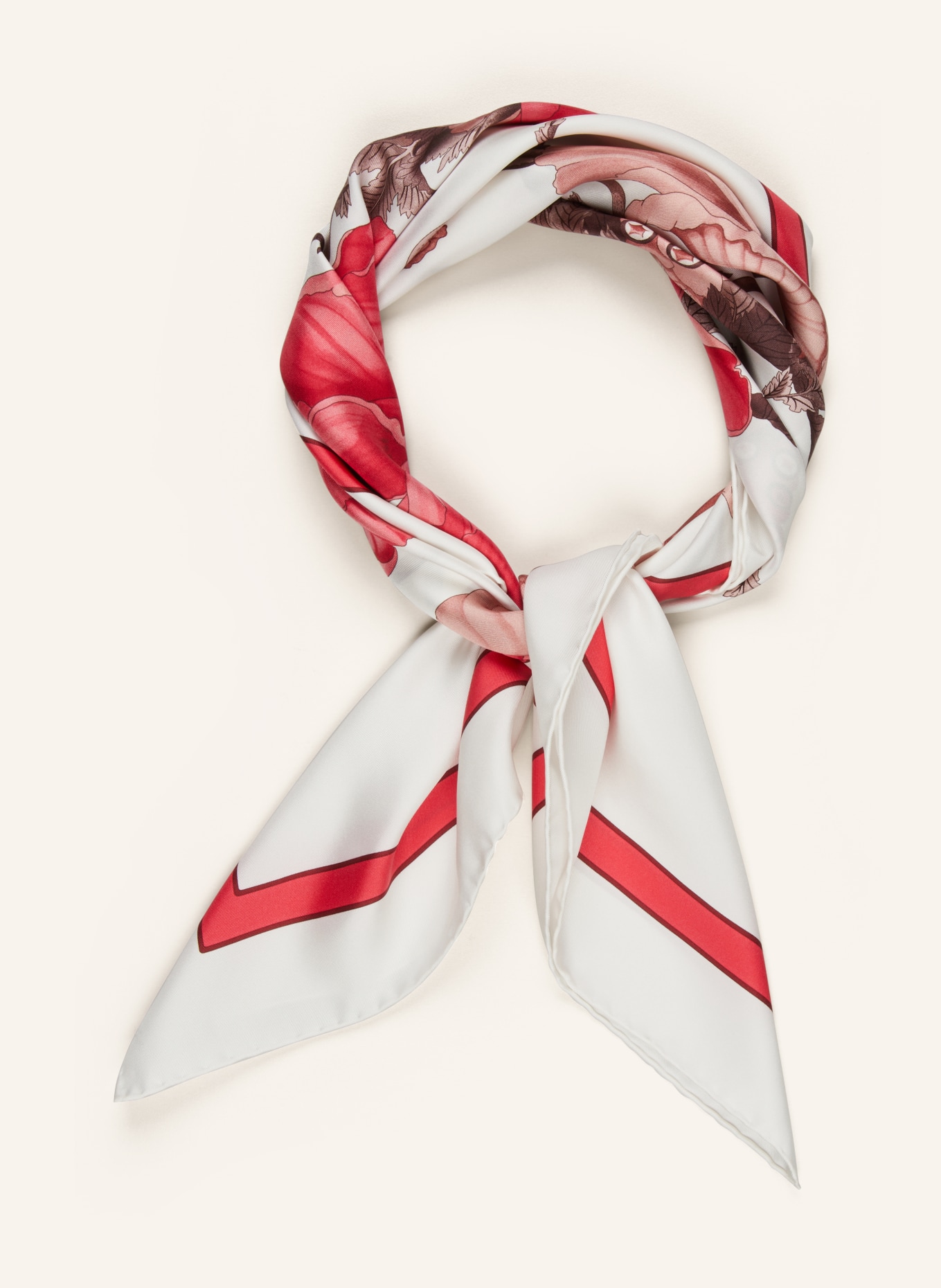 FERRAGAMO Silk scarf, Color: WHITE/ RED/ BROWN (Image 2)