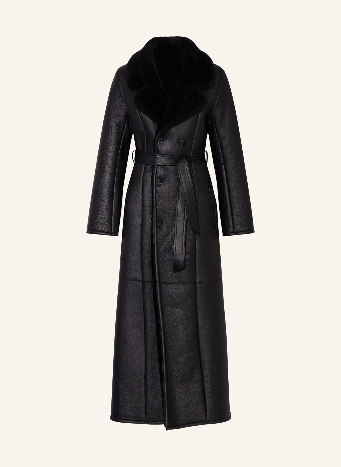 ENVELOPE 1976 Kožený kabát WOODSTOCK, oboustranné provedení s pravou kožešinou, Barva: ČERNÁ (Obrázek 1)
