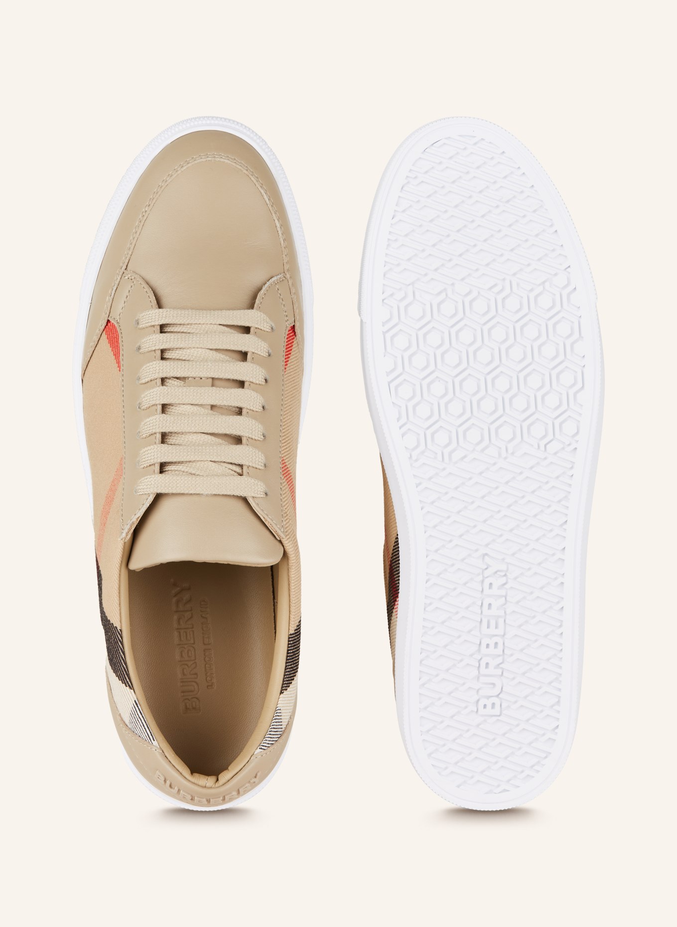 BURBERRY Sneakers NEW SALMOND, Color: BEIGE/ BLACK/ RED (Image 5)