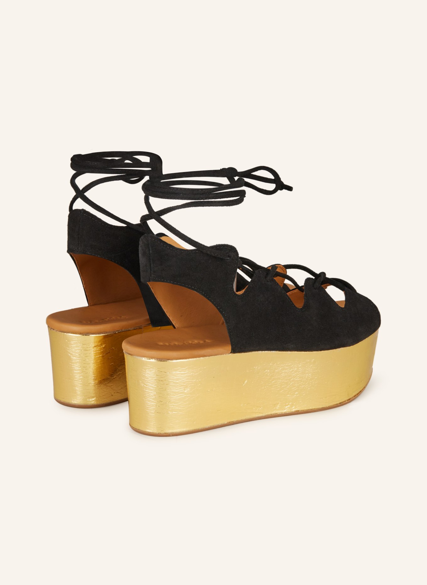 SEE BY CHLOÉ Platform Sandals LIANA, Color: 999/057 Black Cork/ Gold (Image 2)
