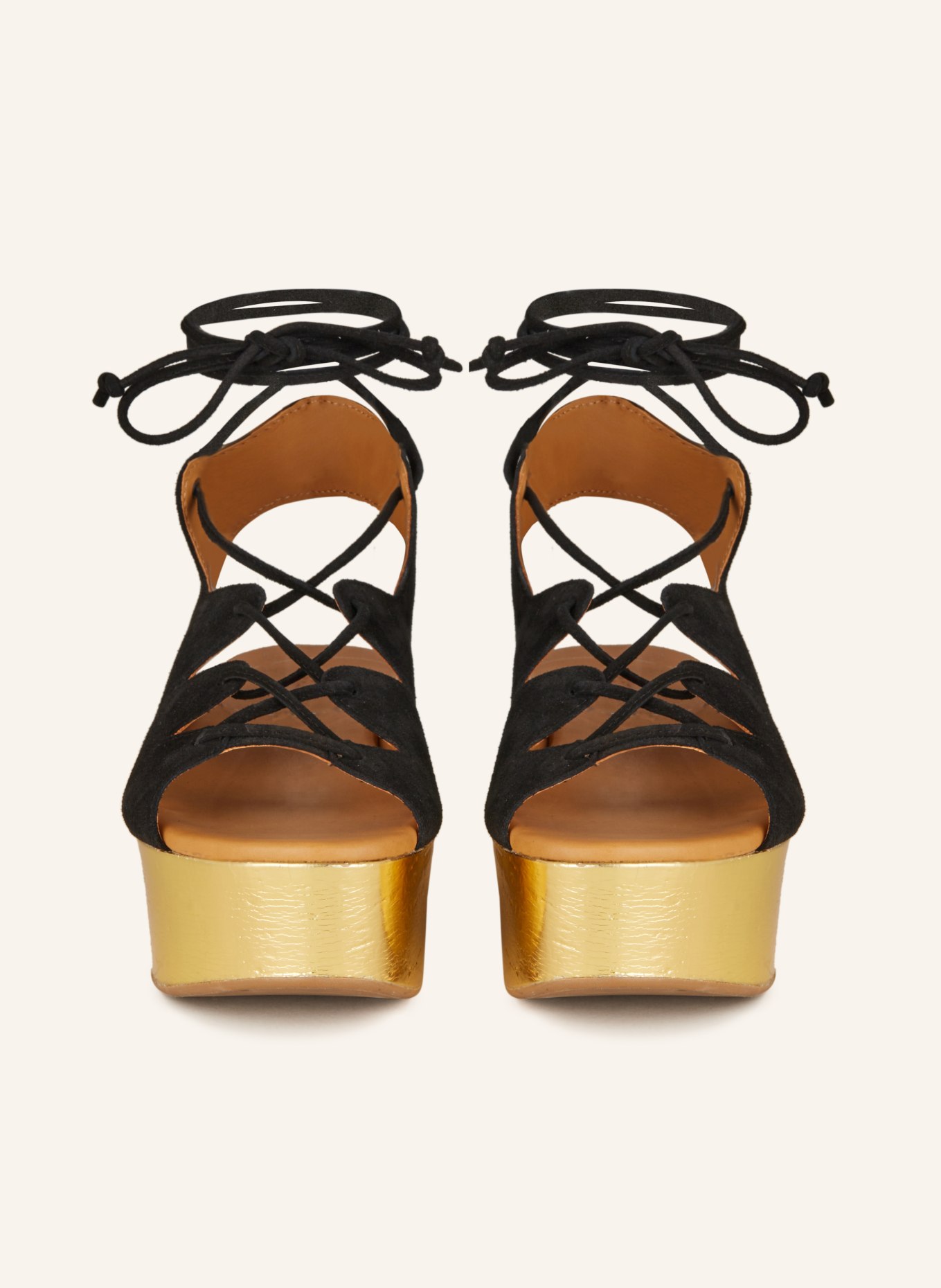 SEE BY CHLOÉ Platform Sandals LIANA, Color: 999/057 Black Cork/ Gold (Image 3)