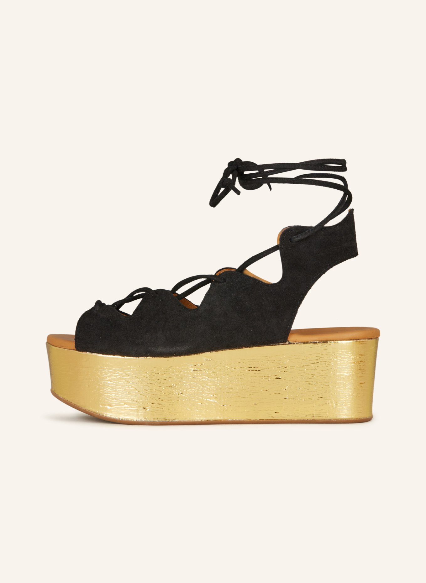 SEE BY CHLOÉ Platform Sandals LIANA, Color: 999/057 Black Cork/ Gold (Image 4)