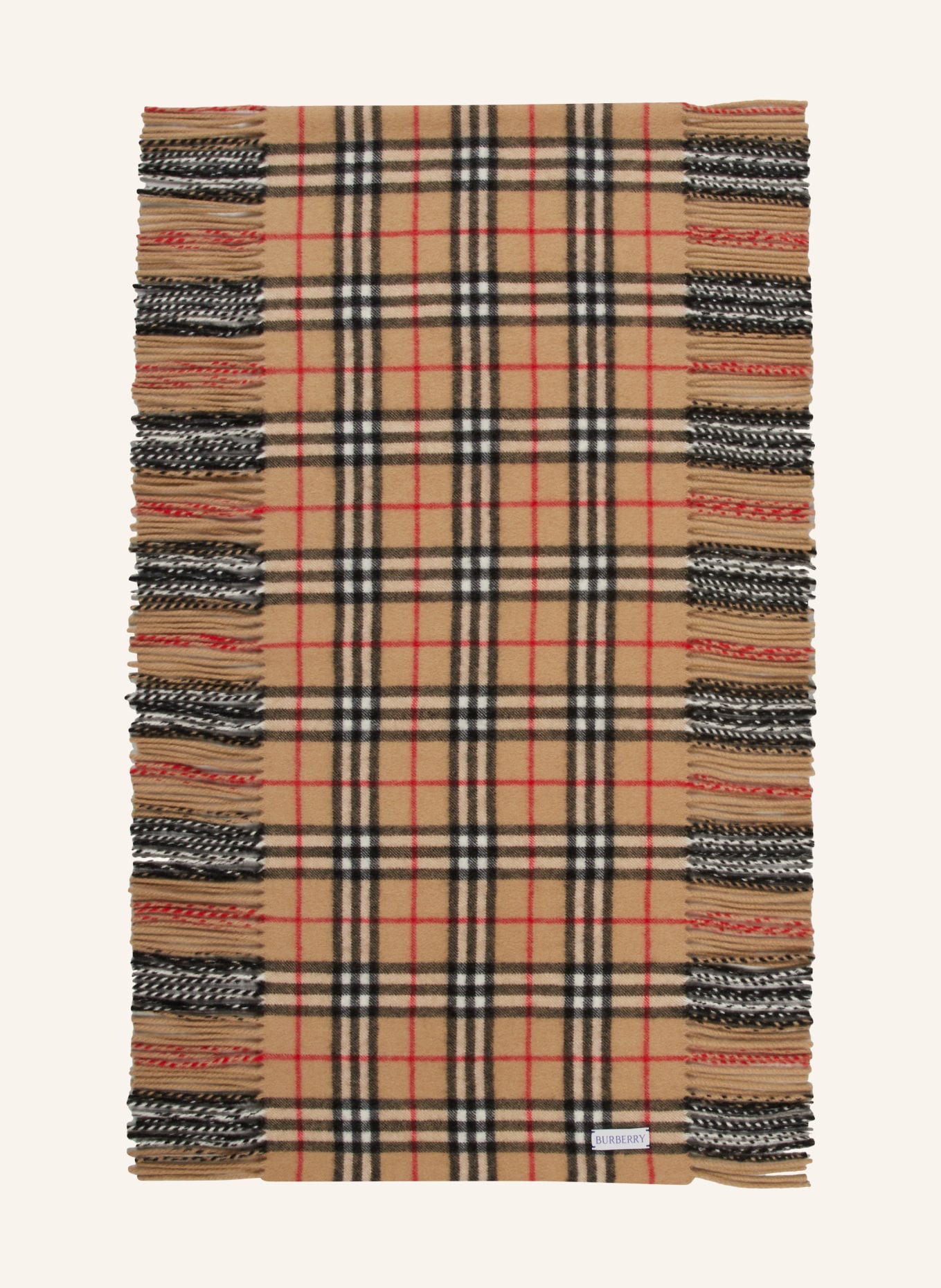 BURBERRY Cashmere scarf, Color: BROWN/ BLACK/ RED (Image 1)