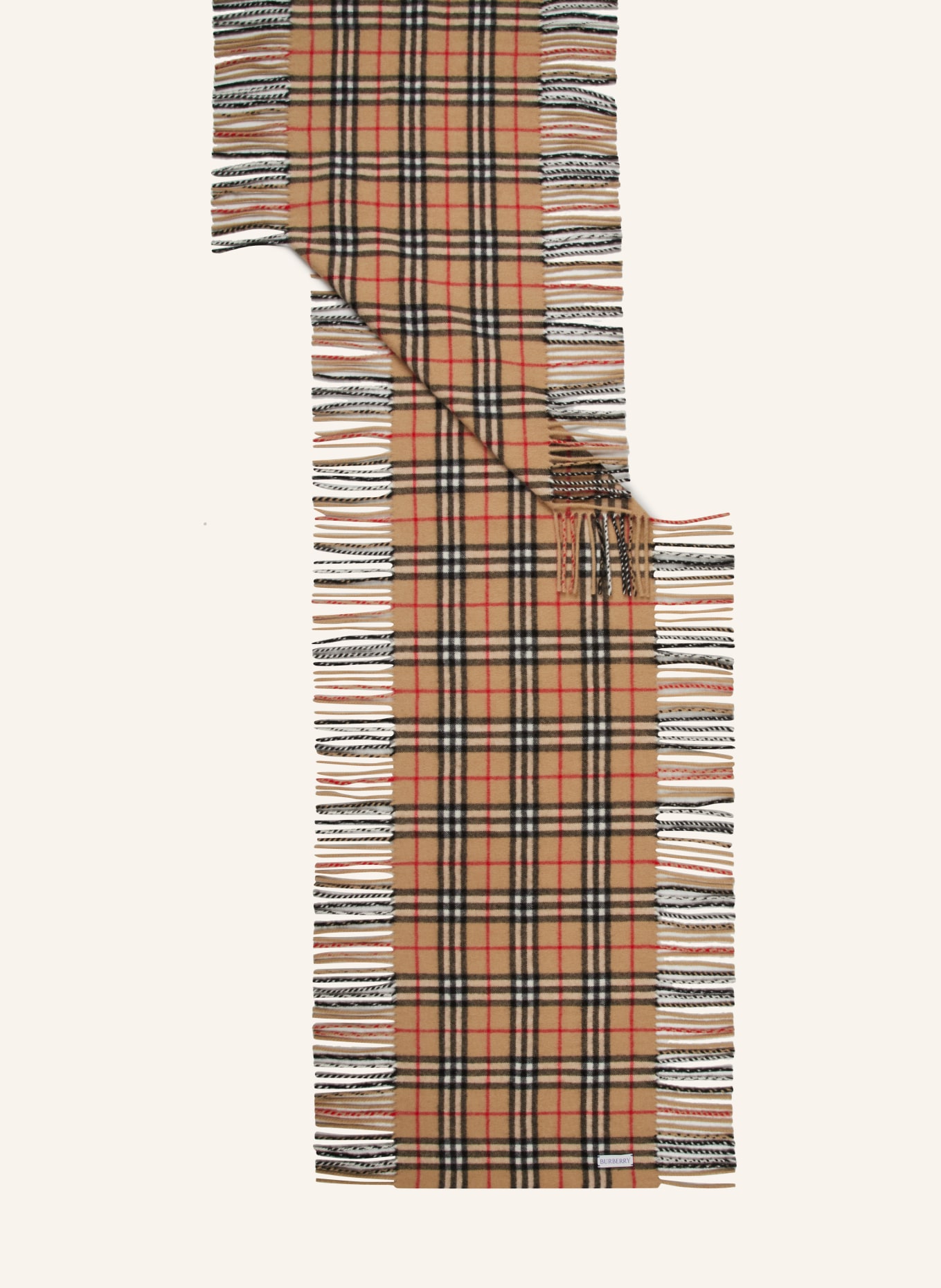 BURBERRY Cashmere scarf, Color: BROWN/ BLACK/ RED (Image 2)