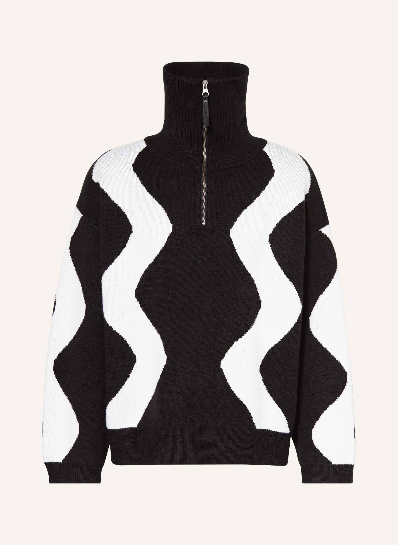 WRSTBHVR Half-zip sweater BILAL, Color: BLACK/ WHITE (Image 1)