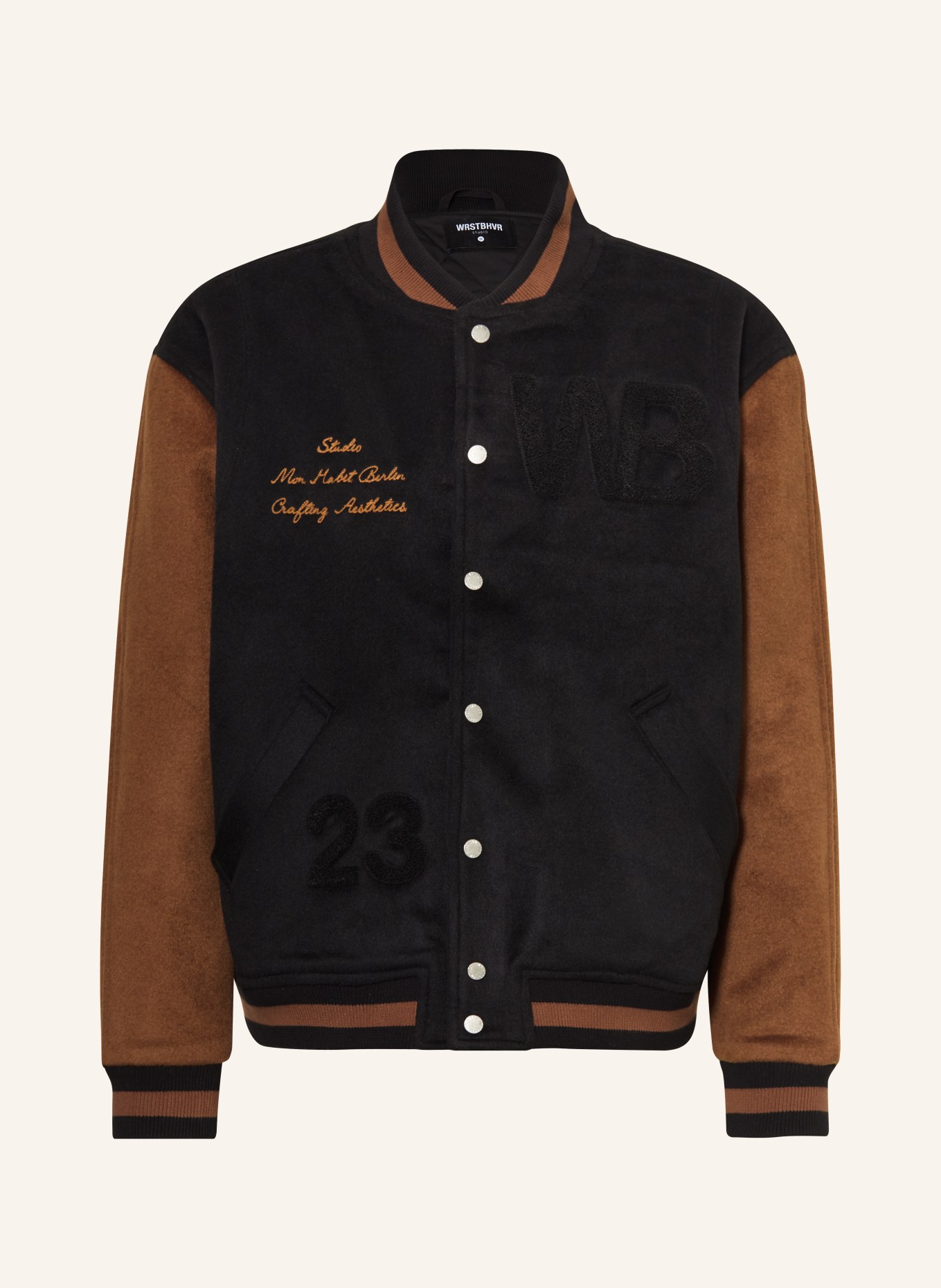 WRSTBHVR College jacket ERYK, Color: BLACK/ BROWN (Image 1)