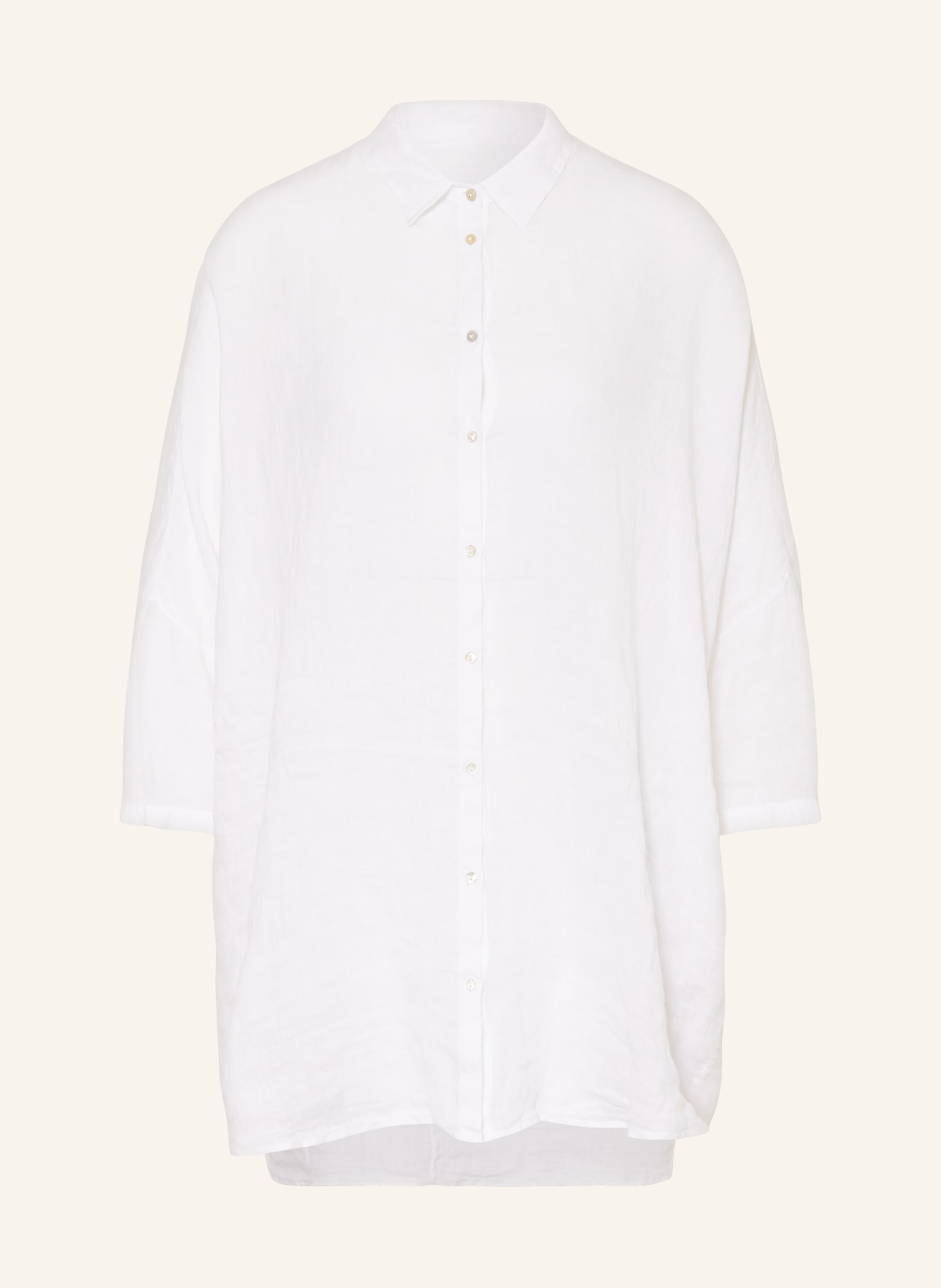 120%lino Oversized shirt blouse made of linen with 3/4 sleeves, Color: WHITE (Image 1)