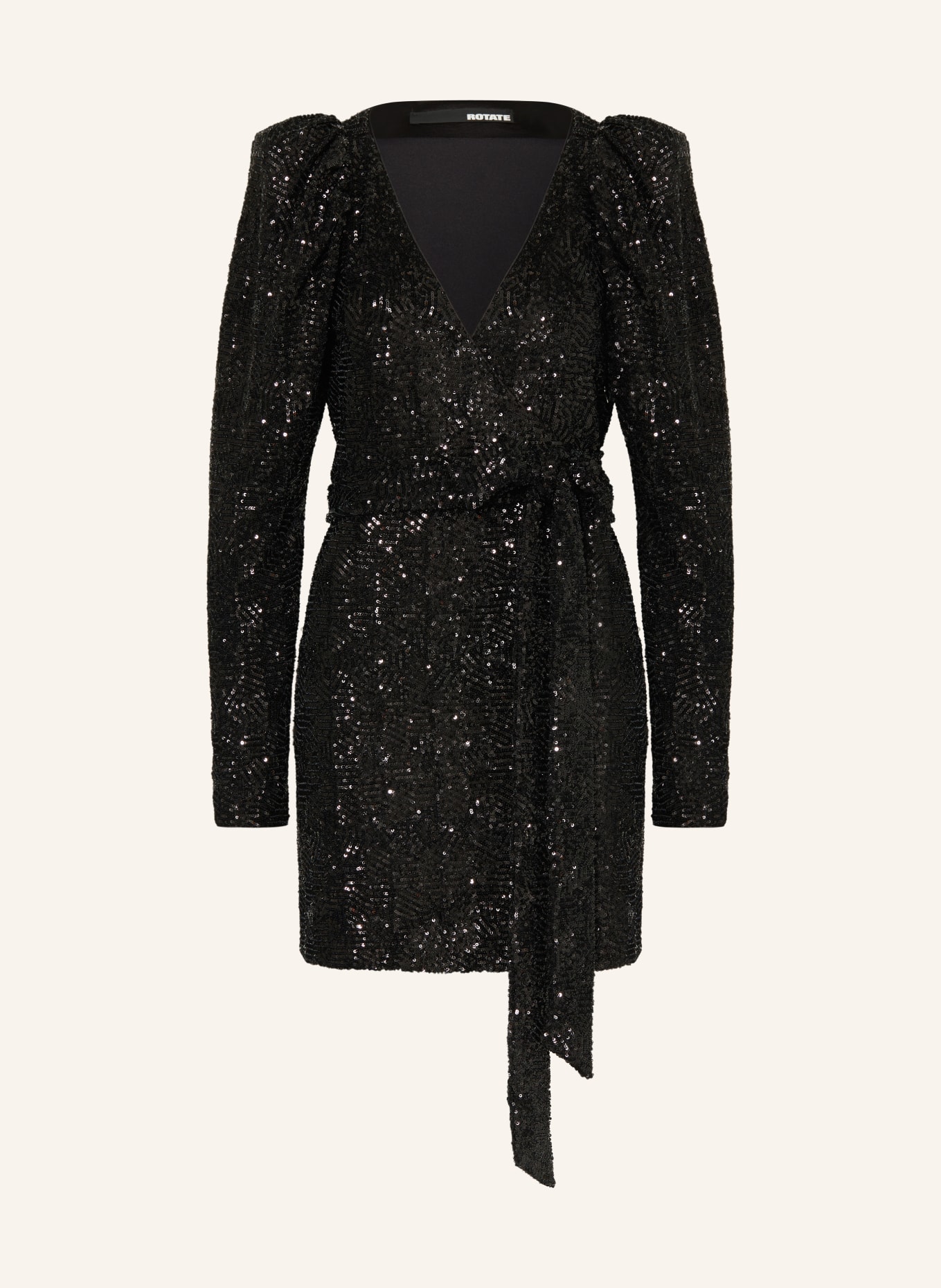 ROTATE Wrap dress with sequins, Color: BLACK (Image 1)