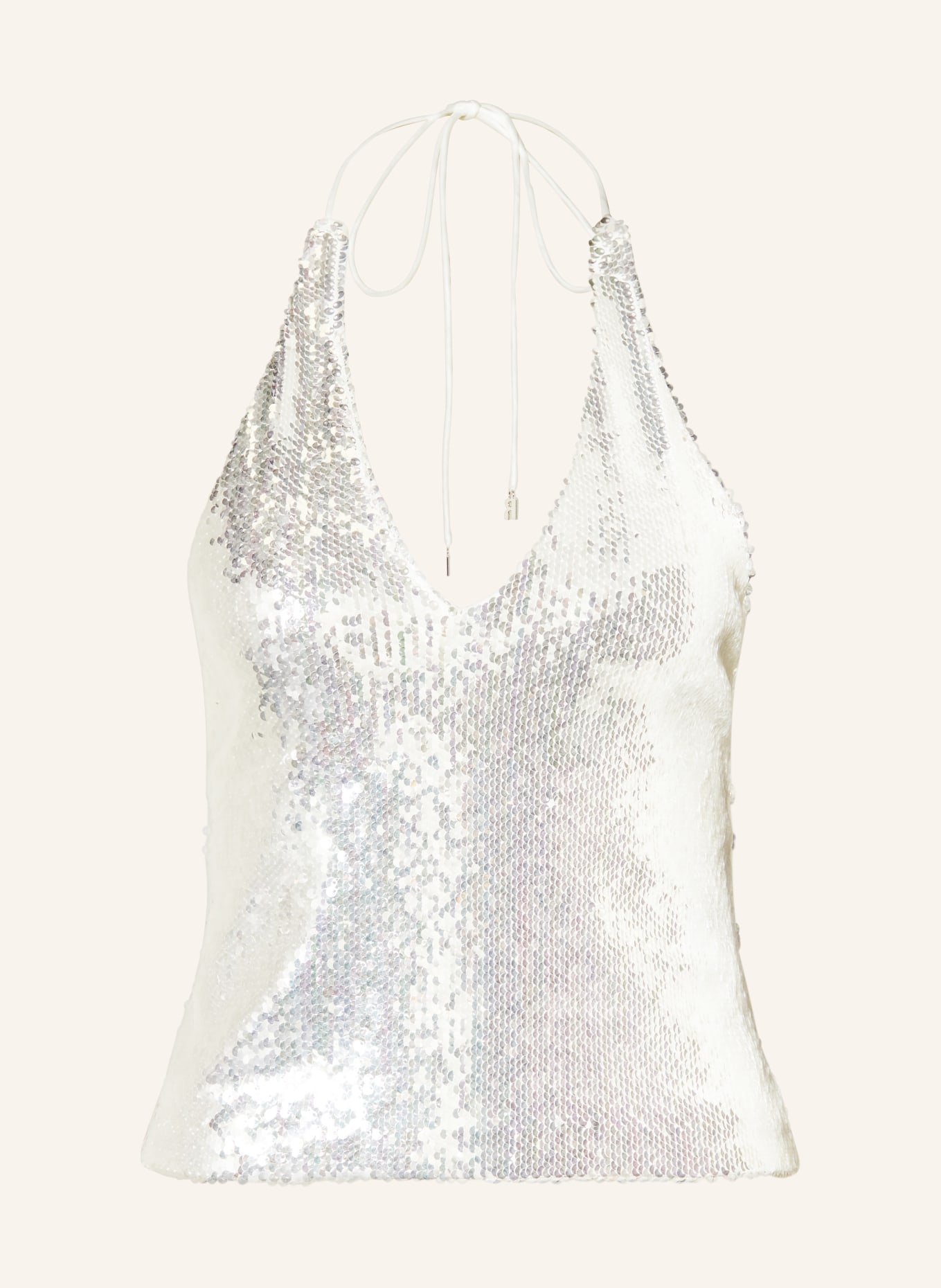 ROTATE Cropped top with sequins, Color: SILVER (Image 1)
