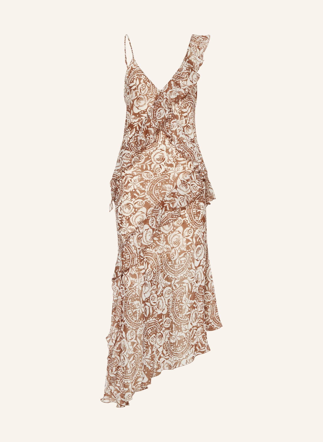 LIU JO Dress with glitter thread and ruffles, Color: COGNAC/ BEIGE/ GOLD (Image 1)