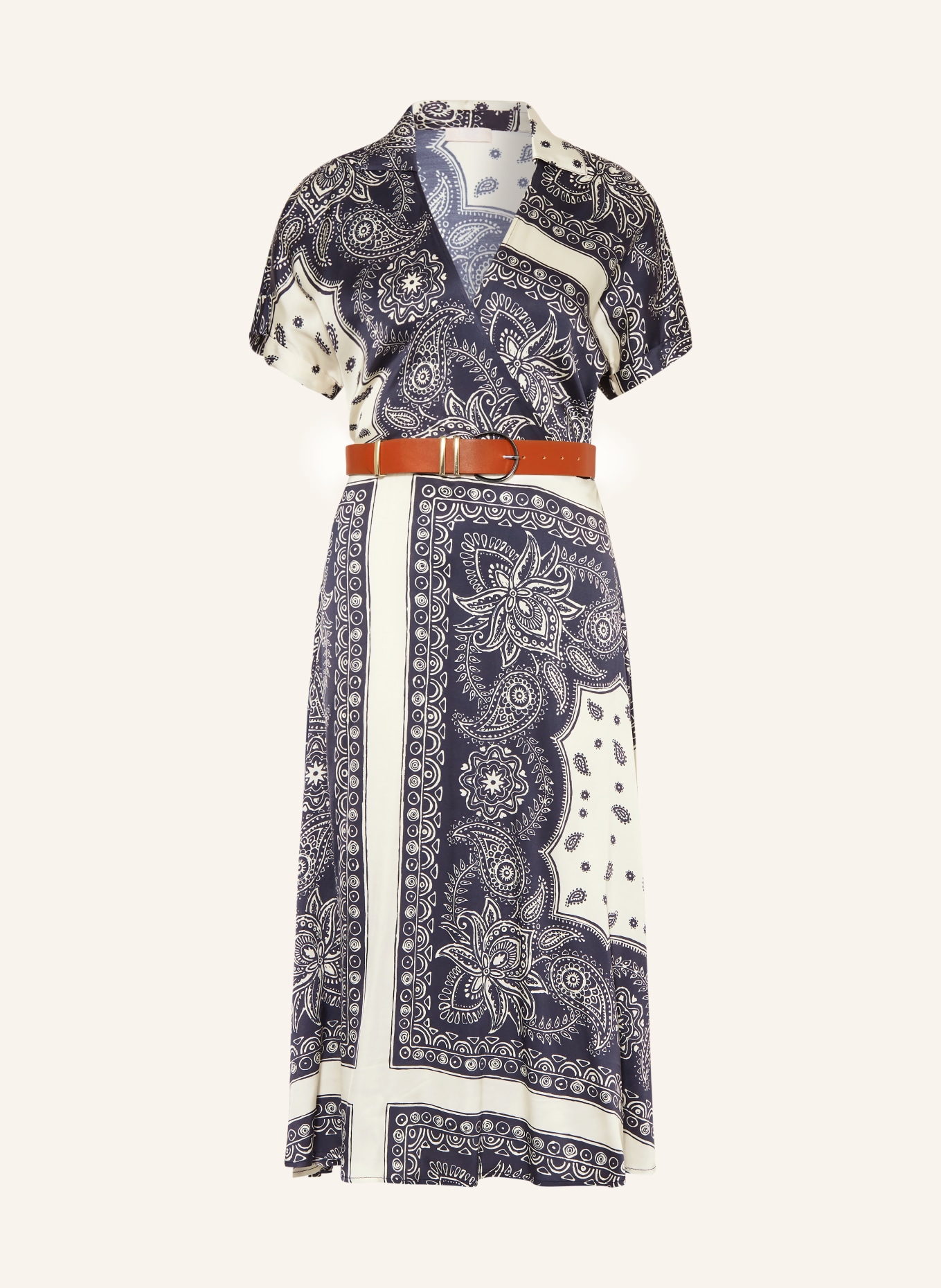 LIU JO Satin dress, Color: ECRU/ DARK BLUE (Image 1)