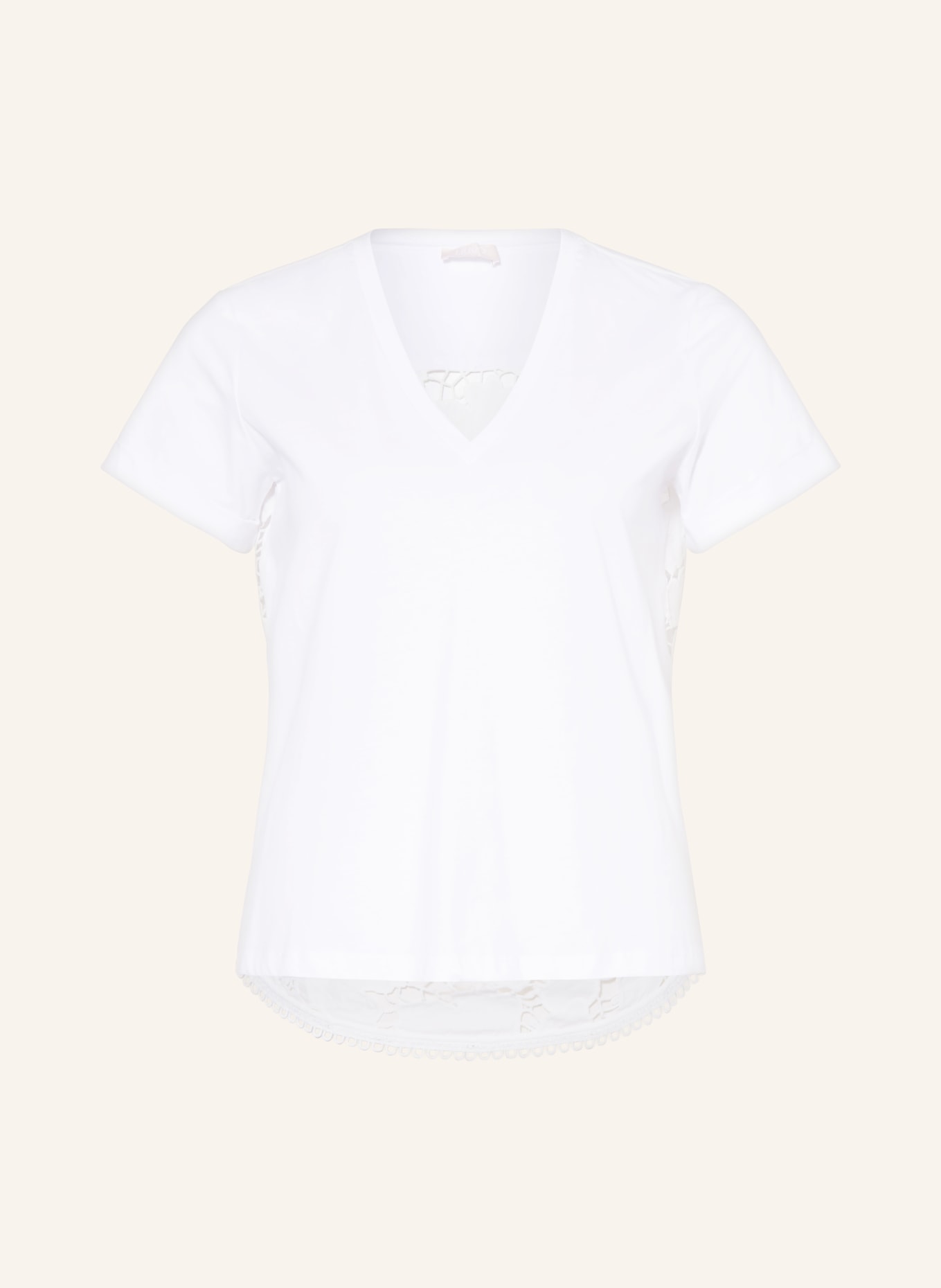 LIU JO T-shirt in mixed materials with lace, Color: WHITE (Image 1)