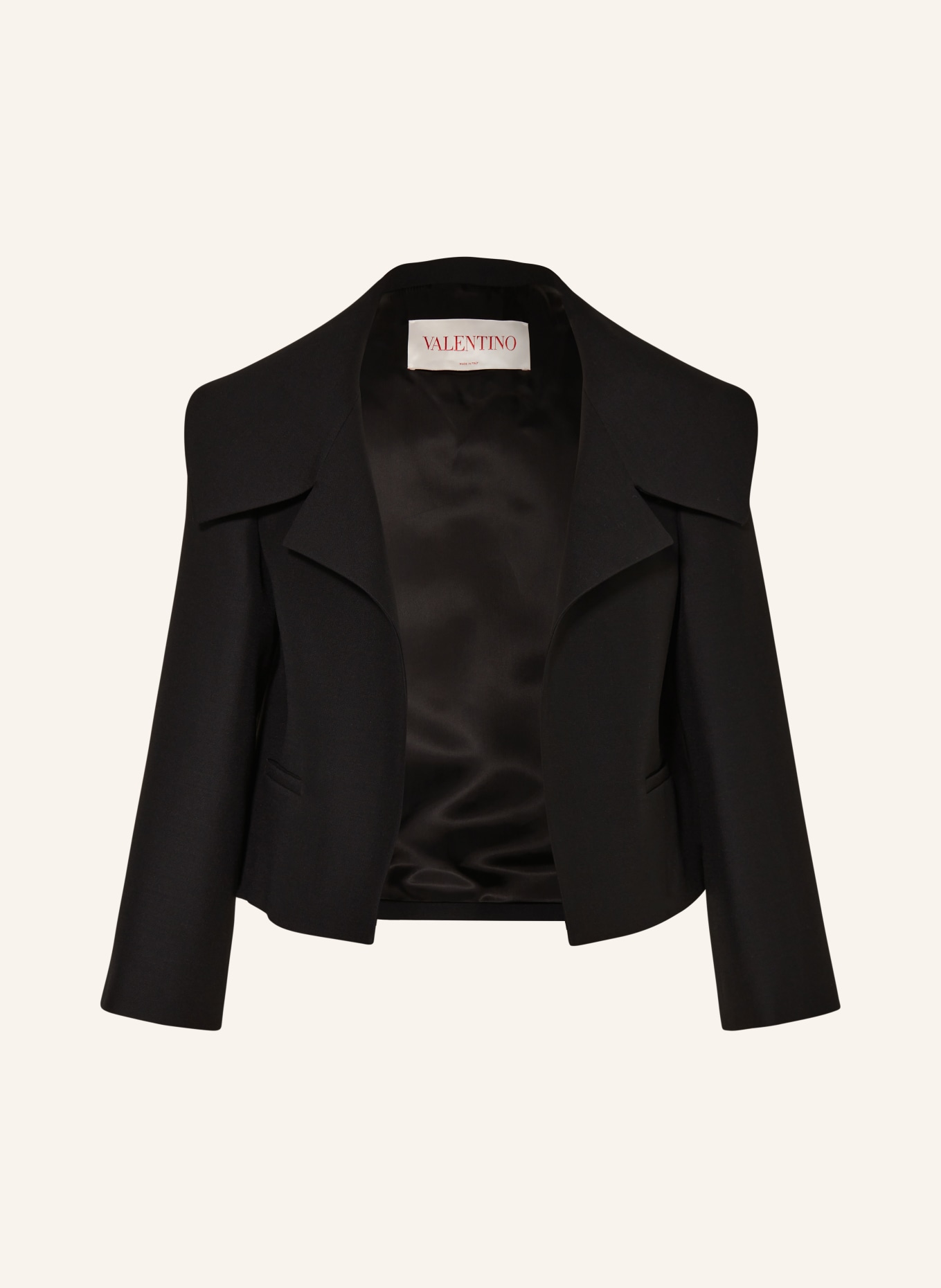 VALENTINO Cropped blazer with silk, Color: BLACK (Image 1)